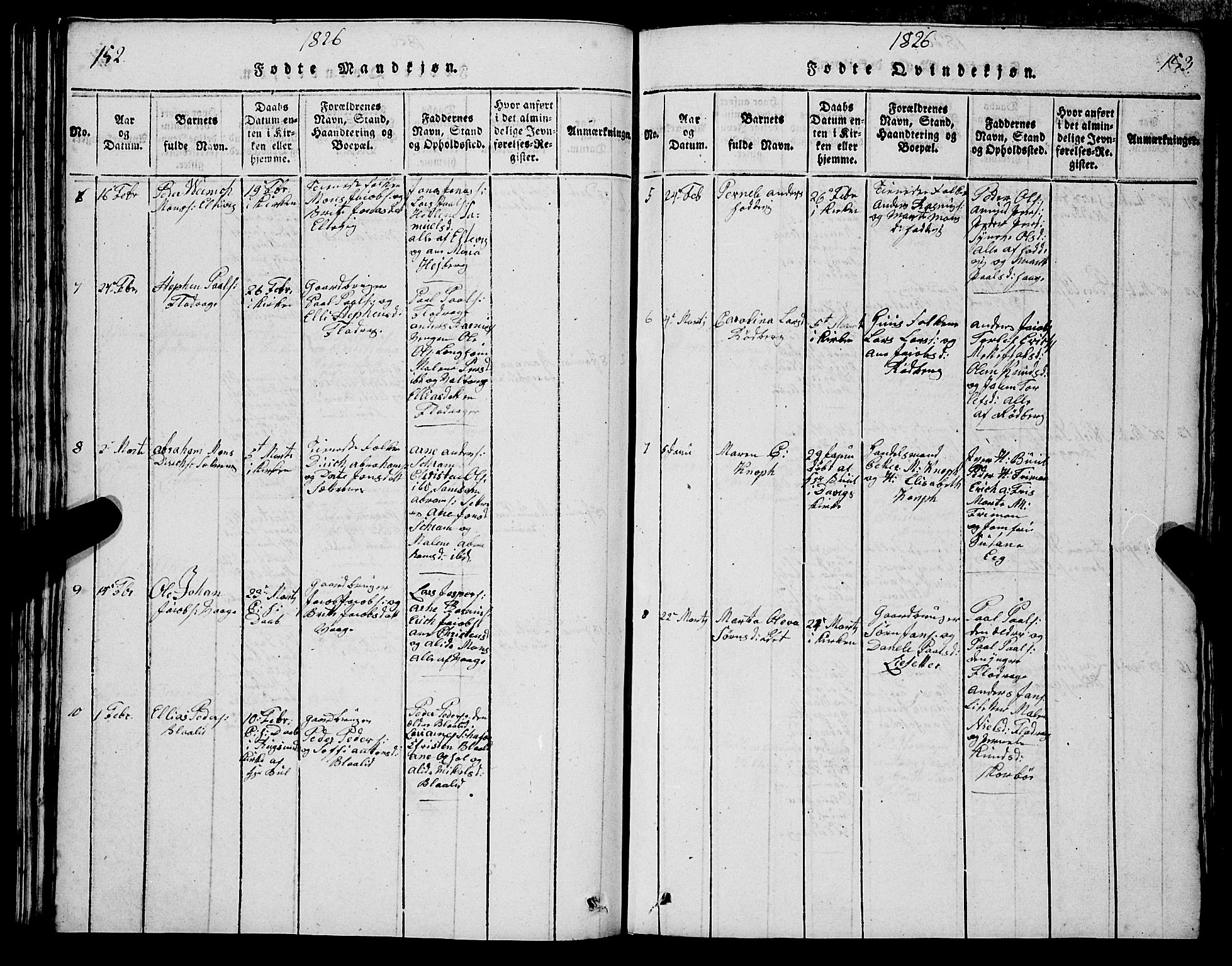 Selje sokneprestembete, AV/SAB-A-99938/H/Ha/Hab/Haba: Parish register (copy) no. A 1, 1816-1828, p. 152-153