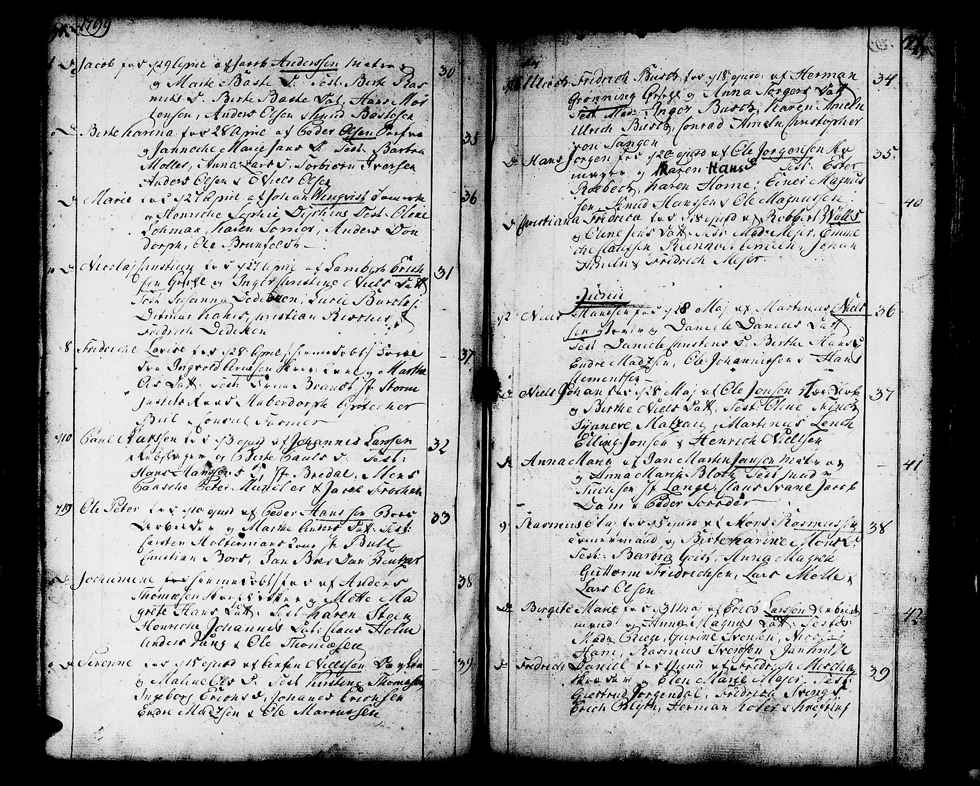 Domkirken sokneprestembete, SAB/A-74801/H/Haa/L0004: Parish register (official) no. A 4, 1763-1820, p. 198-199
