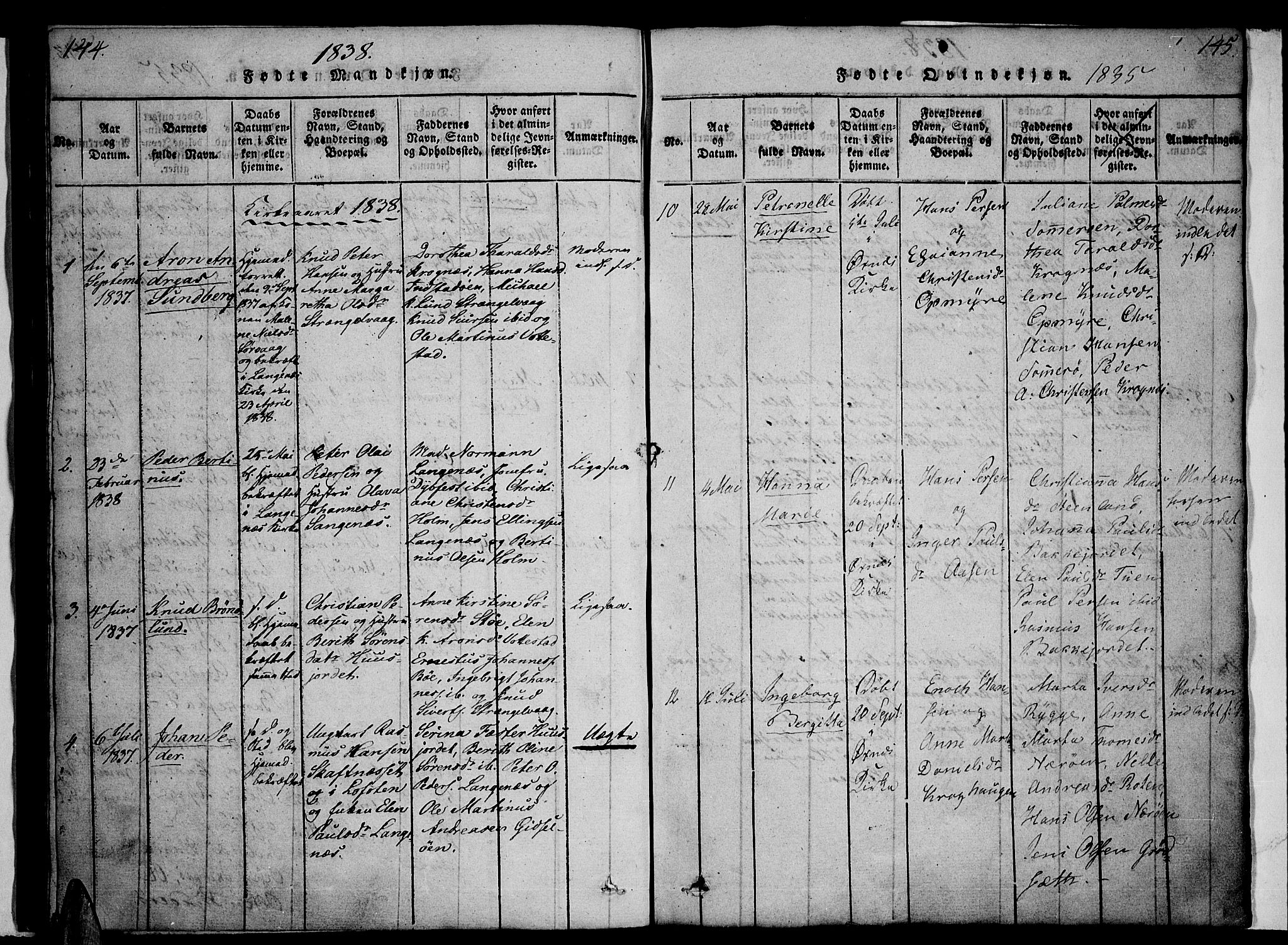 Ministerialprotokoller, klokkerbøker og fødselsregistre - Nordland, SAT/A-1459/893/L1331: Parish register (official) no. 893A04, 1820-1840, p. 144-145