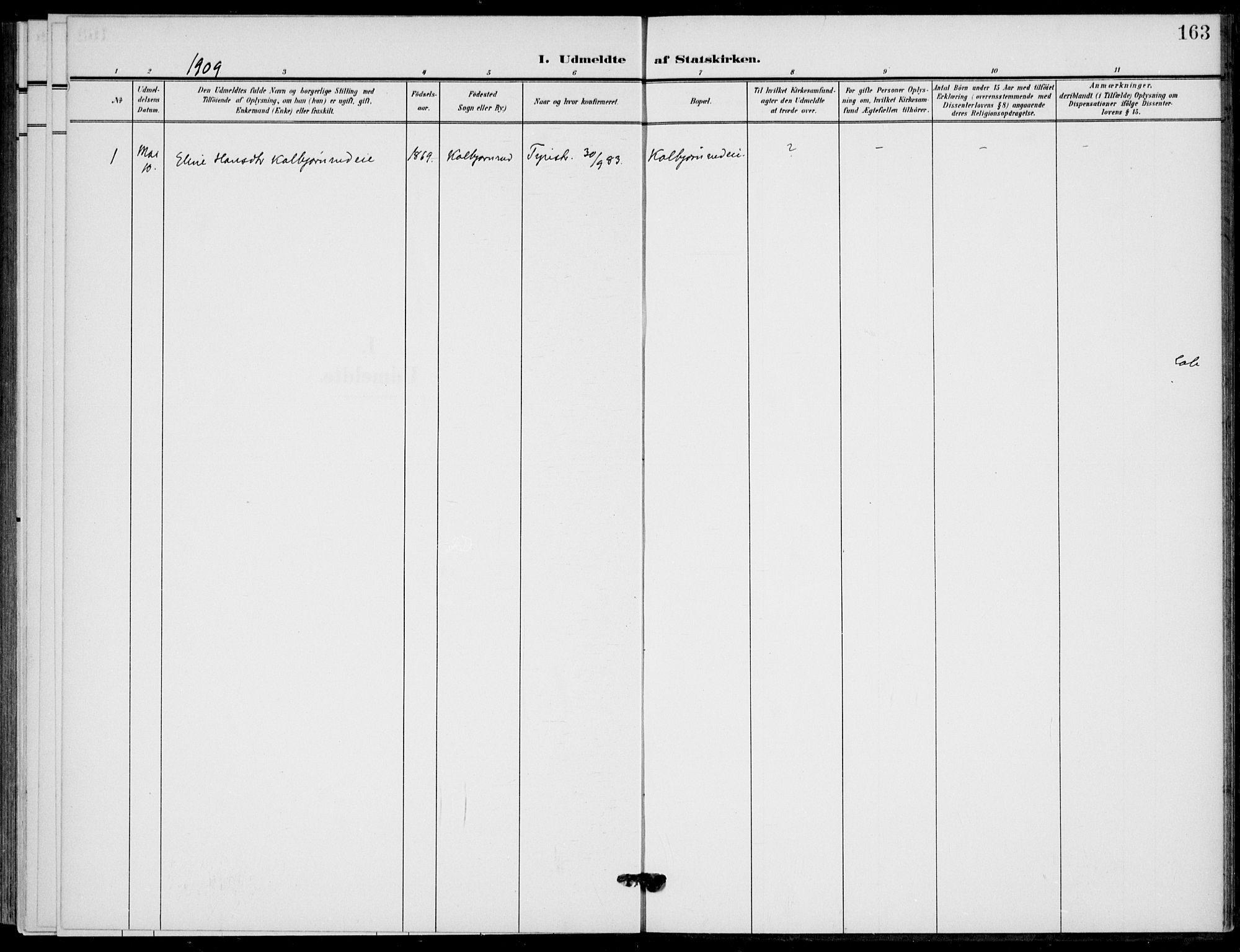 Hole kirkebøker, SAKO/A-228/F/Fb/L0003: Parish register (official) no. II 3, 1906-1916, p. 163