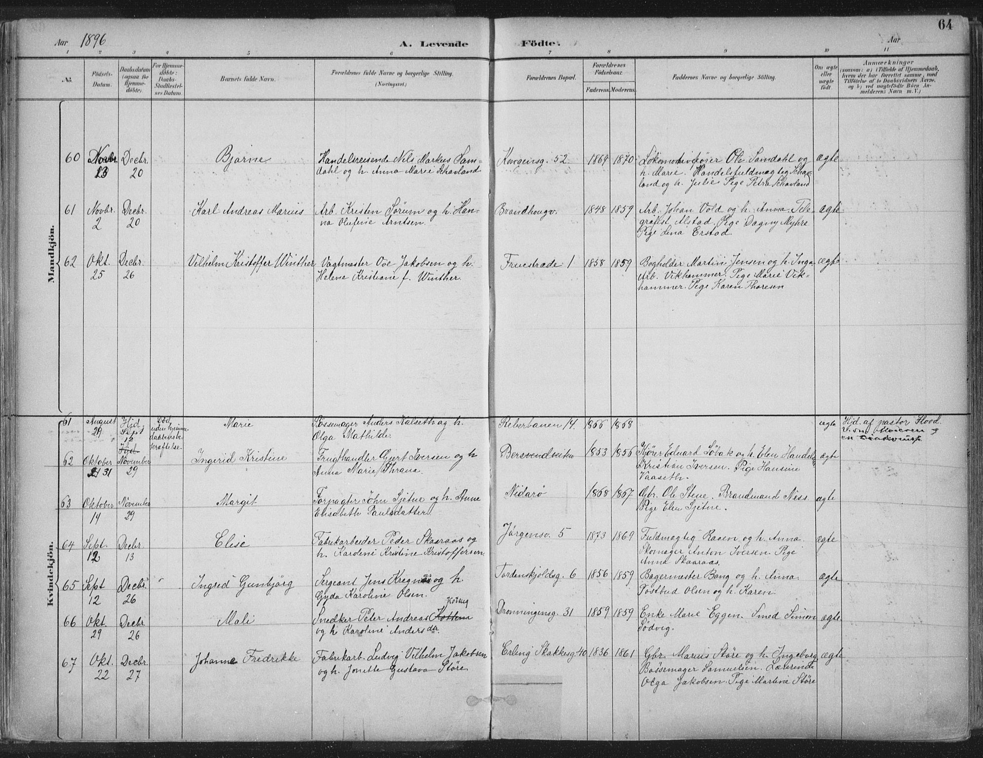 Ministerialprotokoller, klokkerbøker og fødselsregistre - Sør-Trøndelag, AV/SAT-A-1456/601/L0062: Parish register (official) no. 601A30, 1891-1911, p. 64