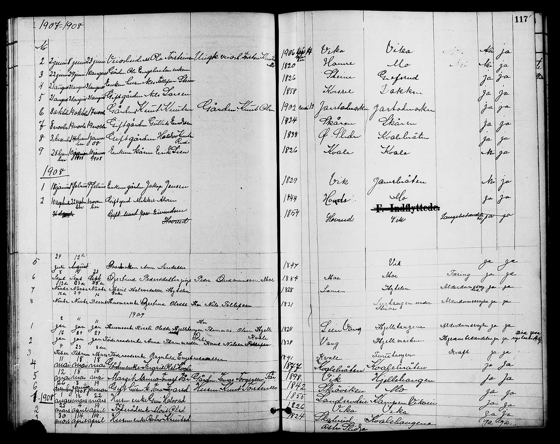 Vestre Slidre prestekontor, SAH/PREST-136/H/Ha/Hab/L0004: Parish register (copy) no. 4, 1881-1912, p. 117