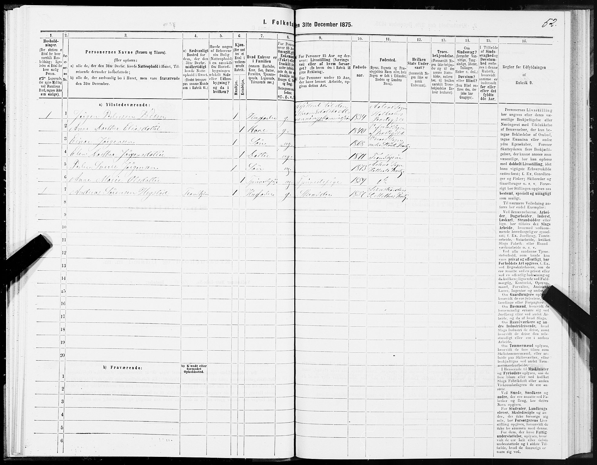 SAT, 1875 census for 1645P Haltdalen, 1875, p. 4052