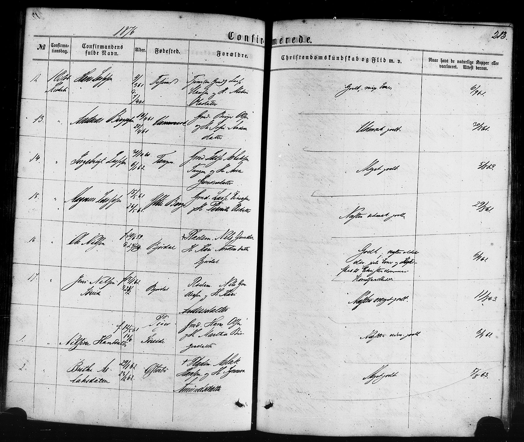 Lavik sokneprestembete, SAB/A-80901: Parish register (official) no. A 4, 1864-1881, p. 213