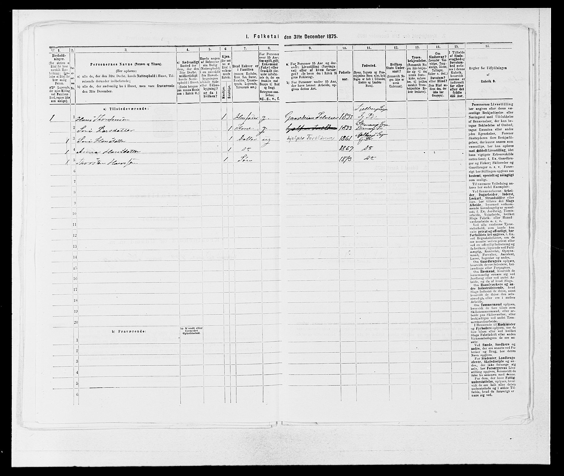 SAB, 1875 census for 1213P Fjelberg, 1875, p. 716