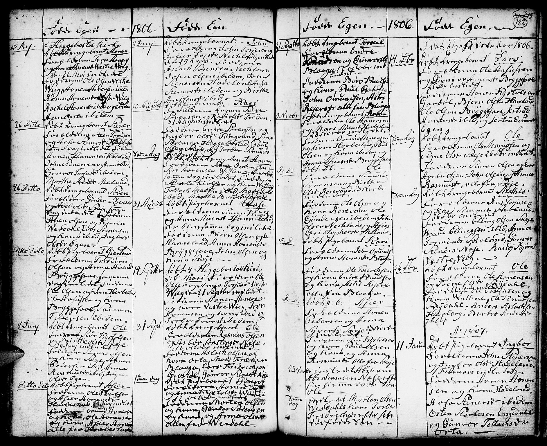 Hægebostad sokneprestkontor, AV/SAK-1111-0024/F/Fa/Faa/L0001: Parish register (official) no. A 1 /2, 1760-1823, p. 182