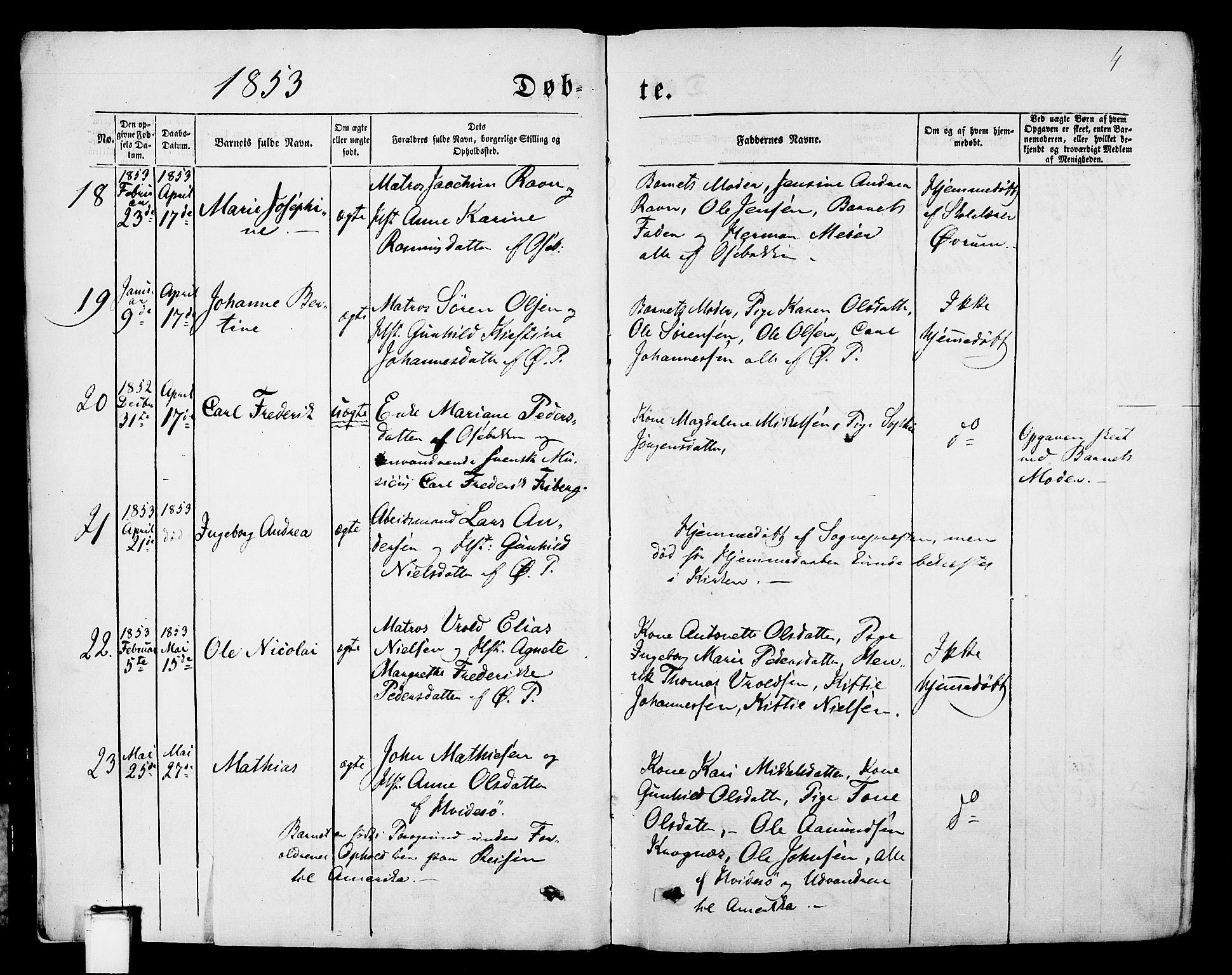 Porsgrunn kirkebøker , AV/SAKO-A-104/G/Gb/L0004: Parish register (copy) no. II 4, 1853-1882, p. 4