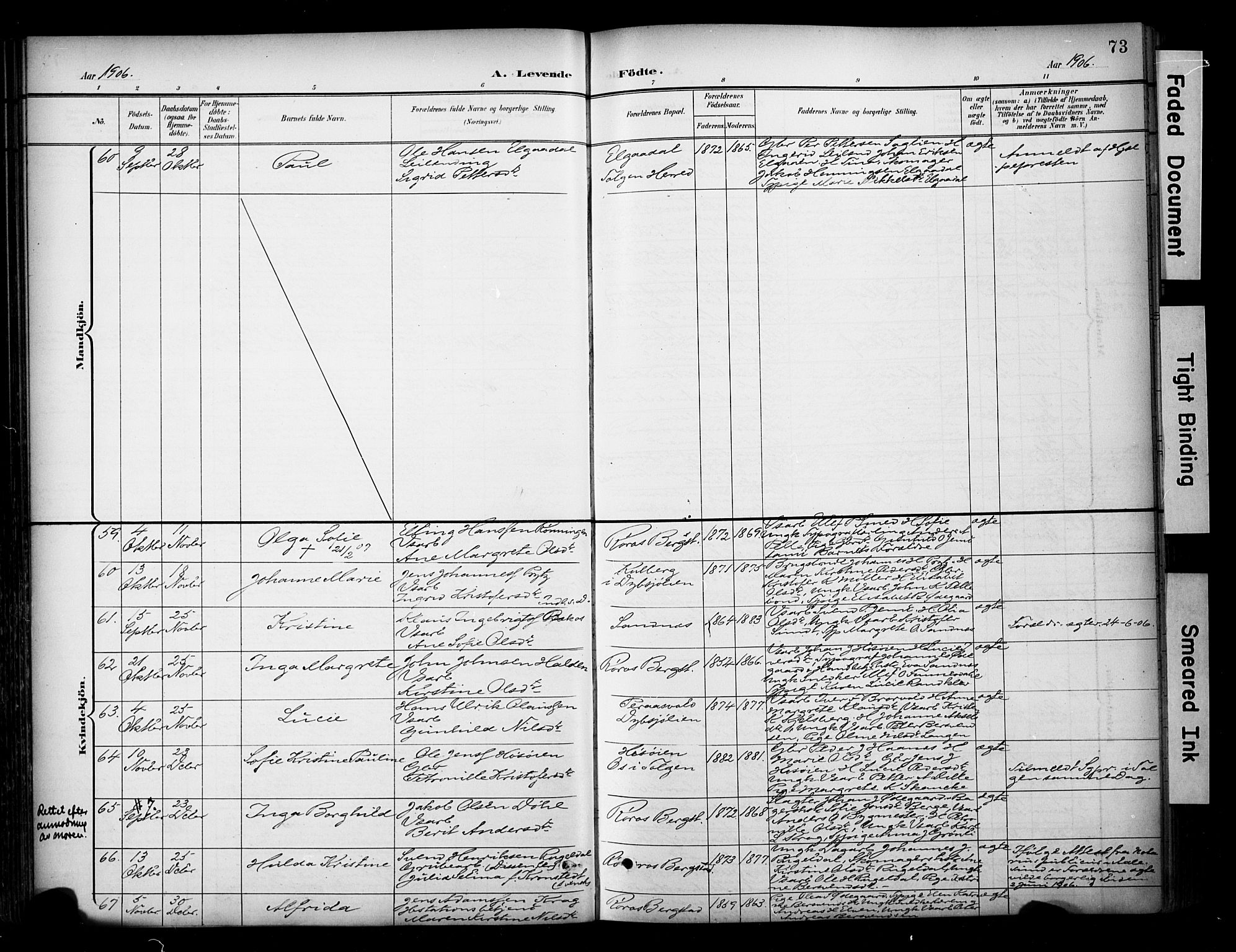 Ministerialprotokoller, klokkerbøker og fødselsregistre - Sør-Trøndelag, SAT/A-1456/681/L0936: Parish register (official) no. 681A14, 1899-1908, p. 73