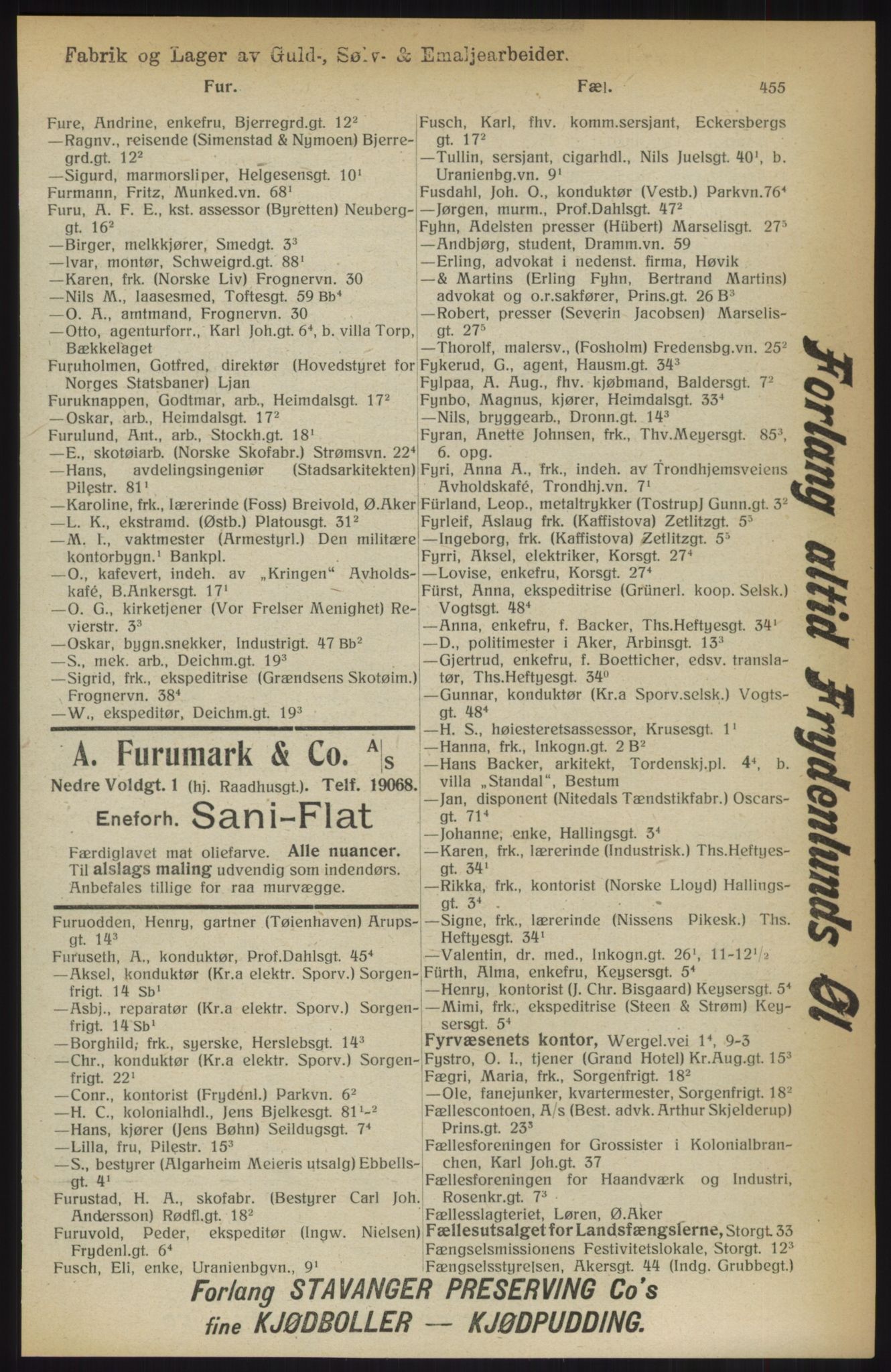 Kristiania/Oslo adressebok, PUBL/-, 1914, p. 455