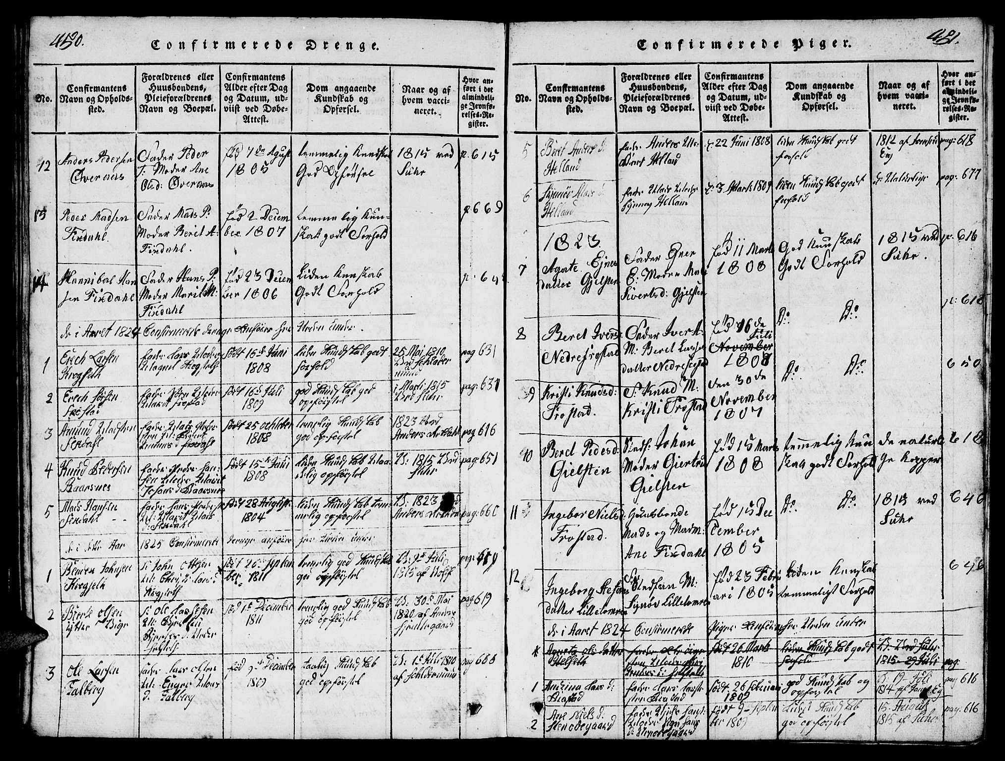 Ministerialprotokoller, klokkerbøker og fødselsregistre - Møre og Romsdal, AV/SAT-A-1454/539/L0535: Parish register (copy) no. 539C01, 1818-1842, p. 450-451