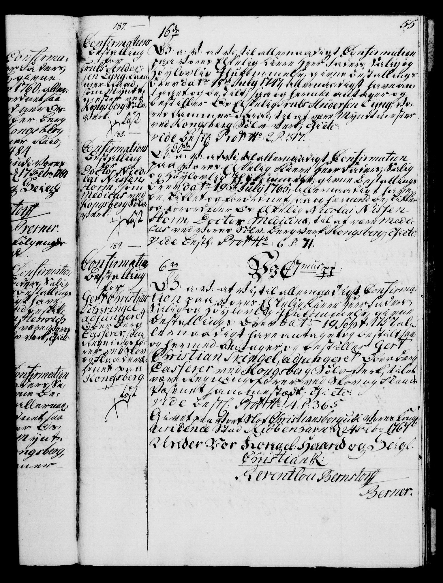 Rentekammeret, Kammerkanselliet, AV/RA-EA-3111/G/Gg/Ggg/L0003: Norsk konfirmasjonsbestallingsprotokoll med register (merket RK 53.33), 1766-1772, p. 55