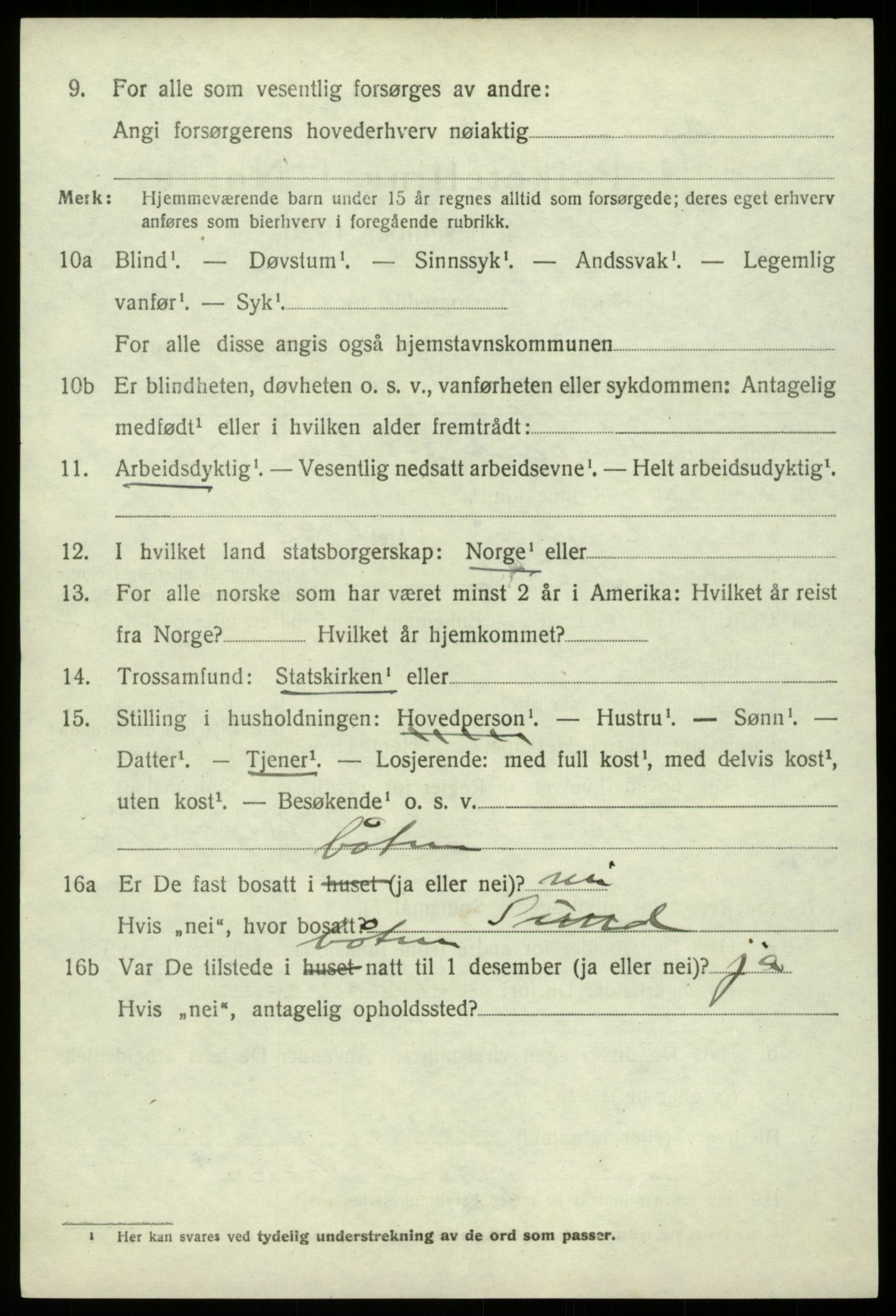 SAB, 1920 census for Hamre, 1920, p. 4234