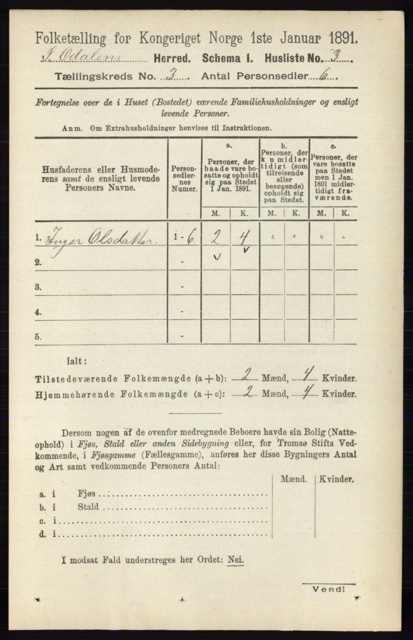 RA, 1891 census for 0419 Sør-Odal, 1891, p. 1078