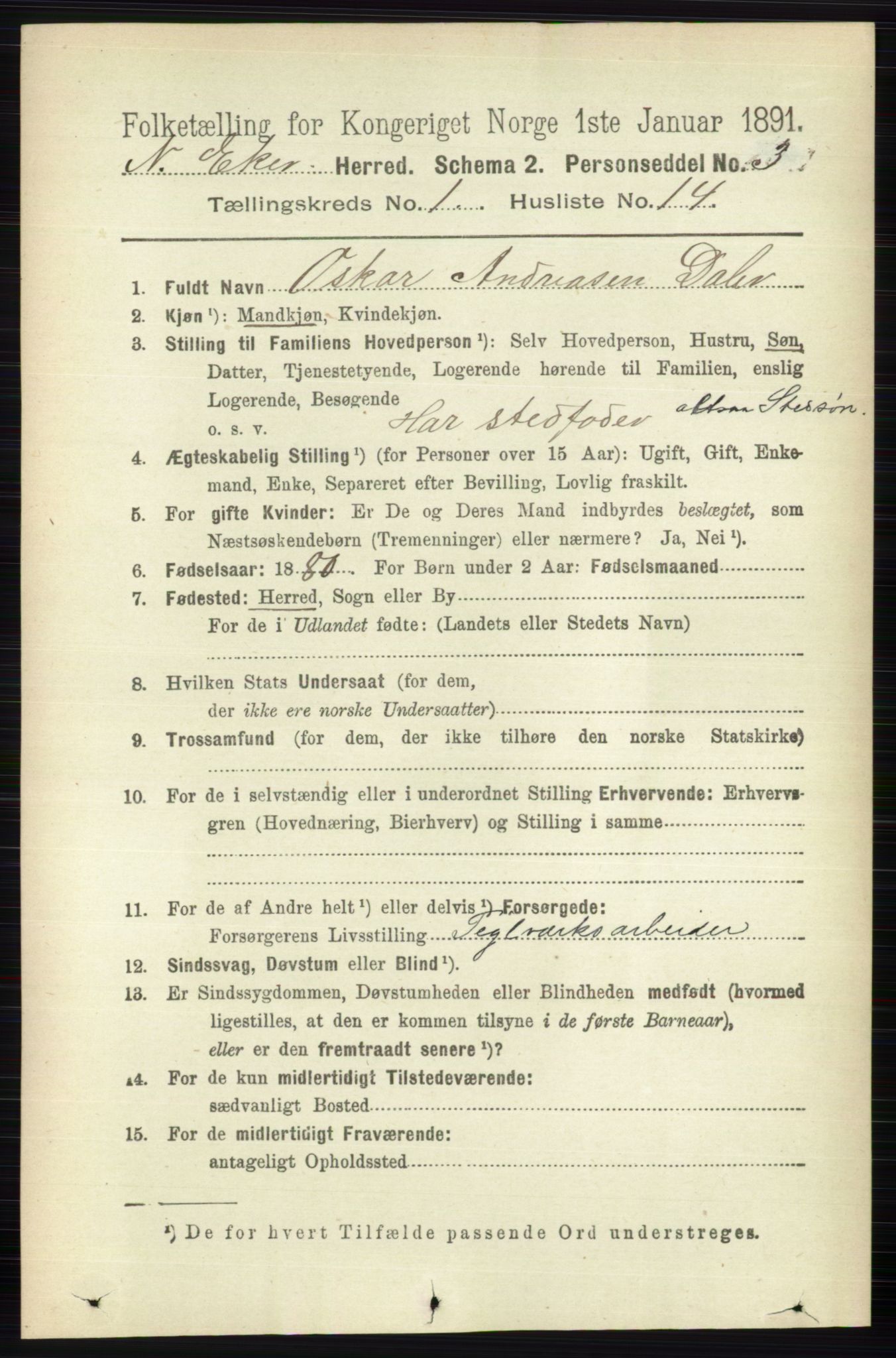 RA, 1891 census for 0625 Nedre Eiker, 1891, p. 150