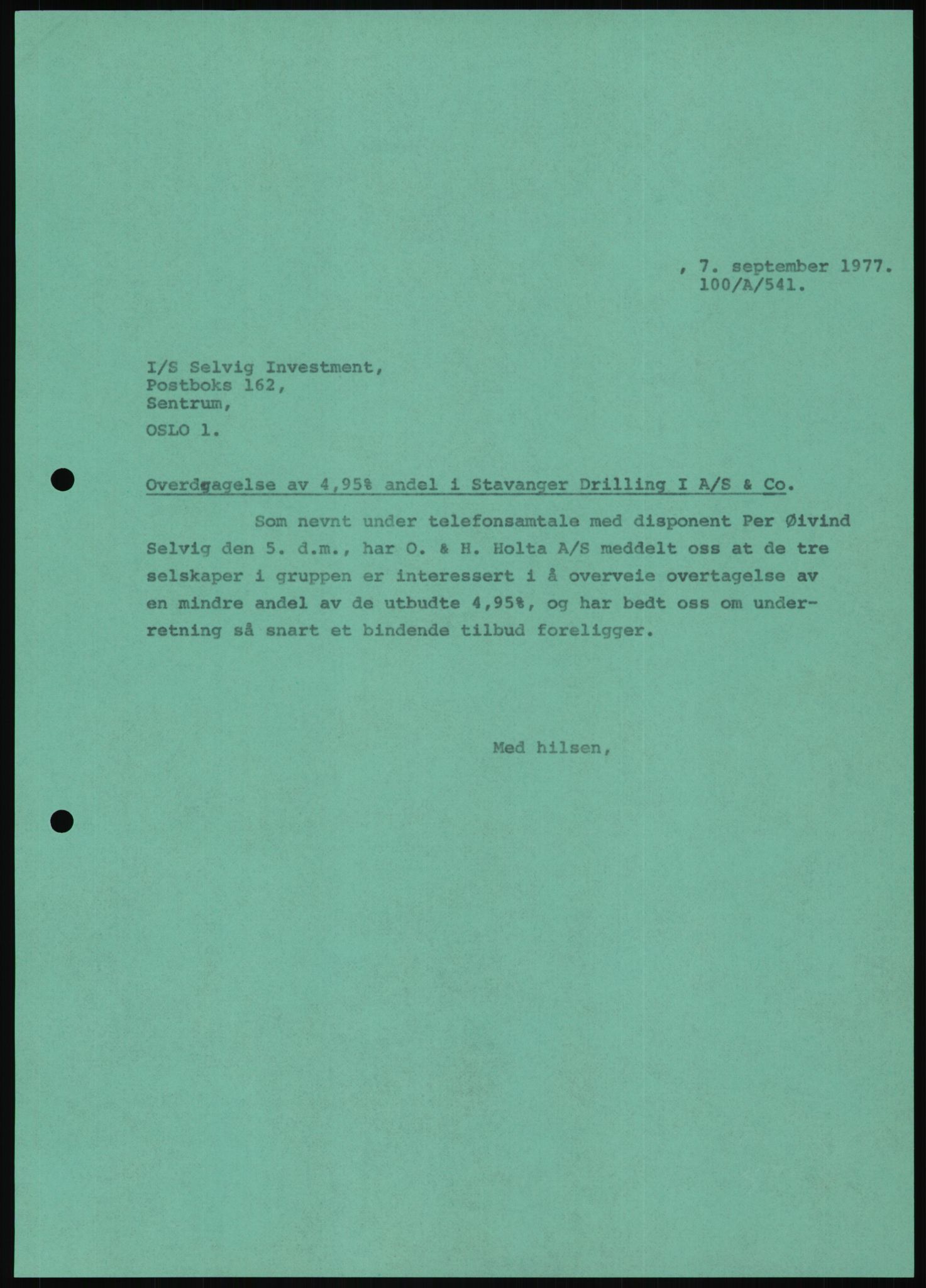 Pa 1503 - Stavanger Drilling AS, AV/SAST-A-101906/D/L0007: Korrespondanse og saksdokumenter, 1974-1981, p. 475