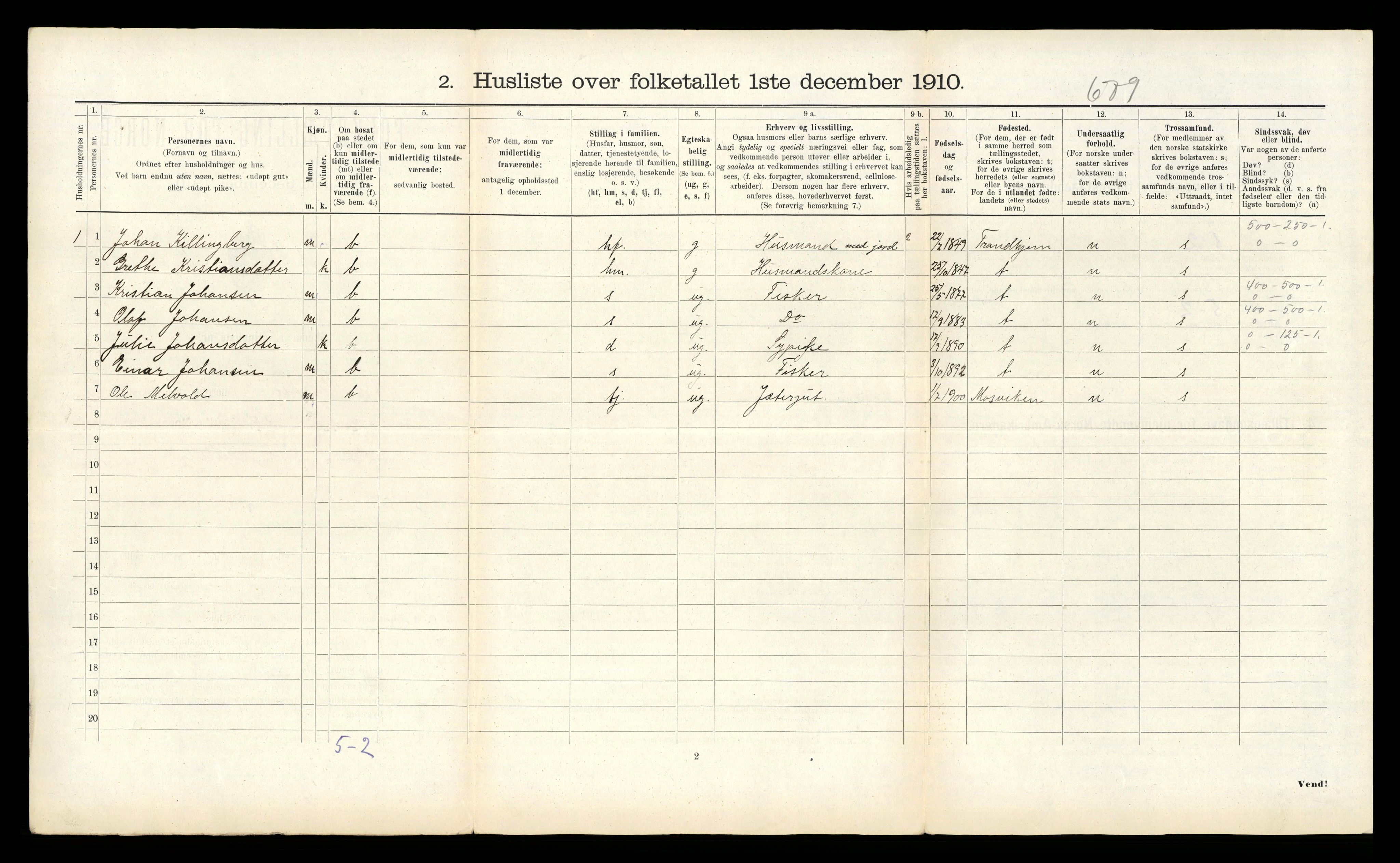 RA, 1910 census for Verran, 1910, p. 352