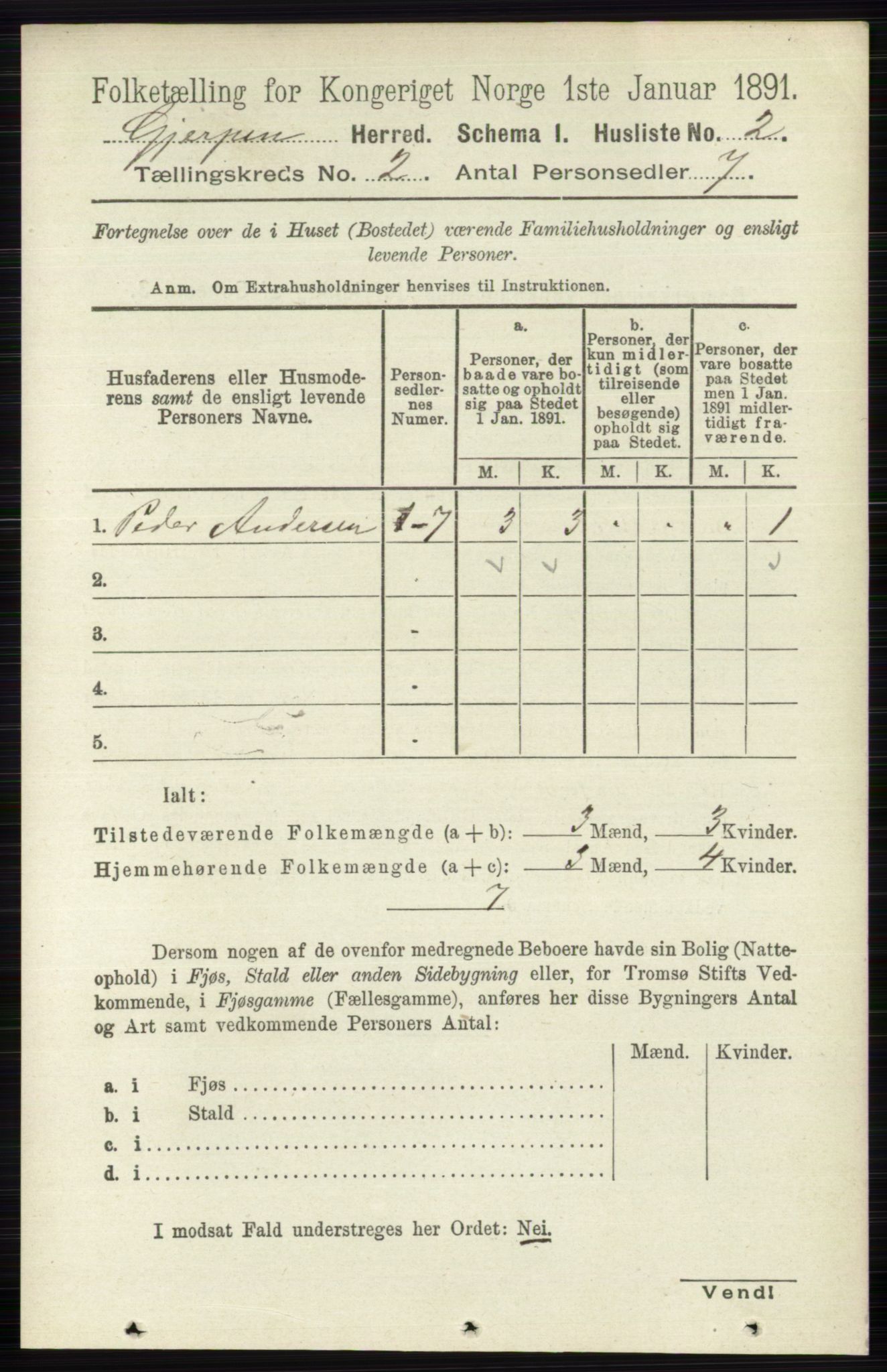 RA, 1891 census for 0812 Gjerpen, 1891, p. 648