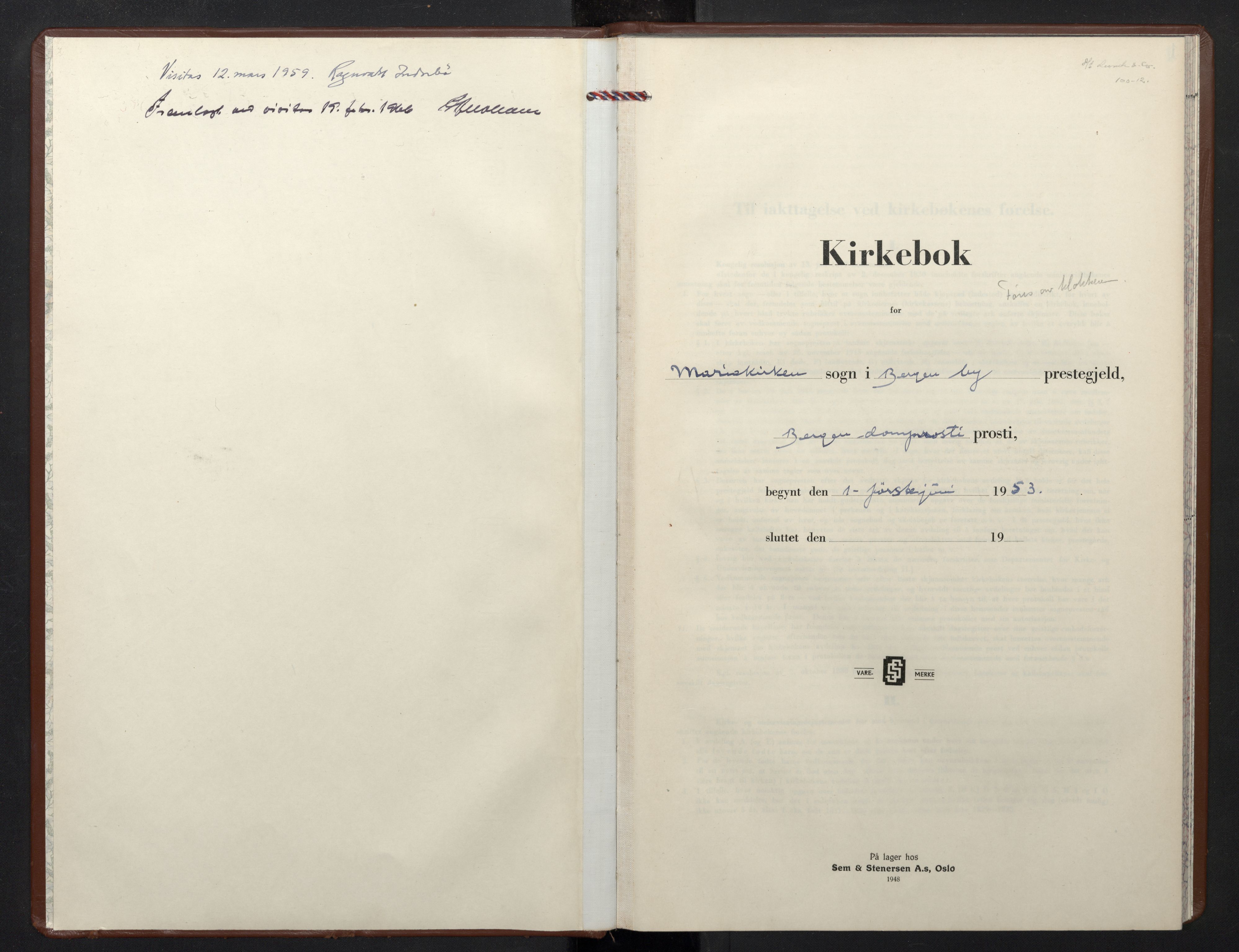 Mariakirken Sokneprestembete, AV/SAB-A-76901/H/Hab/L0014: Parish register (copy) no. A 14, 1953-1965