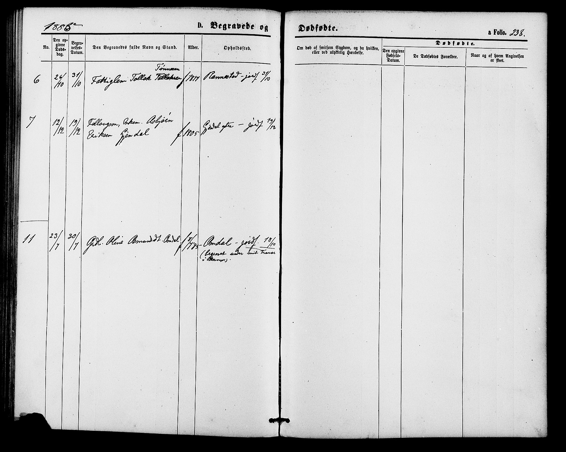 Bakke sokneprestkontor, AV/SAK-1111-0002/F/Fa/Faa/L0007: Parish register (official) no. A 7, 1877-1886, p. 238