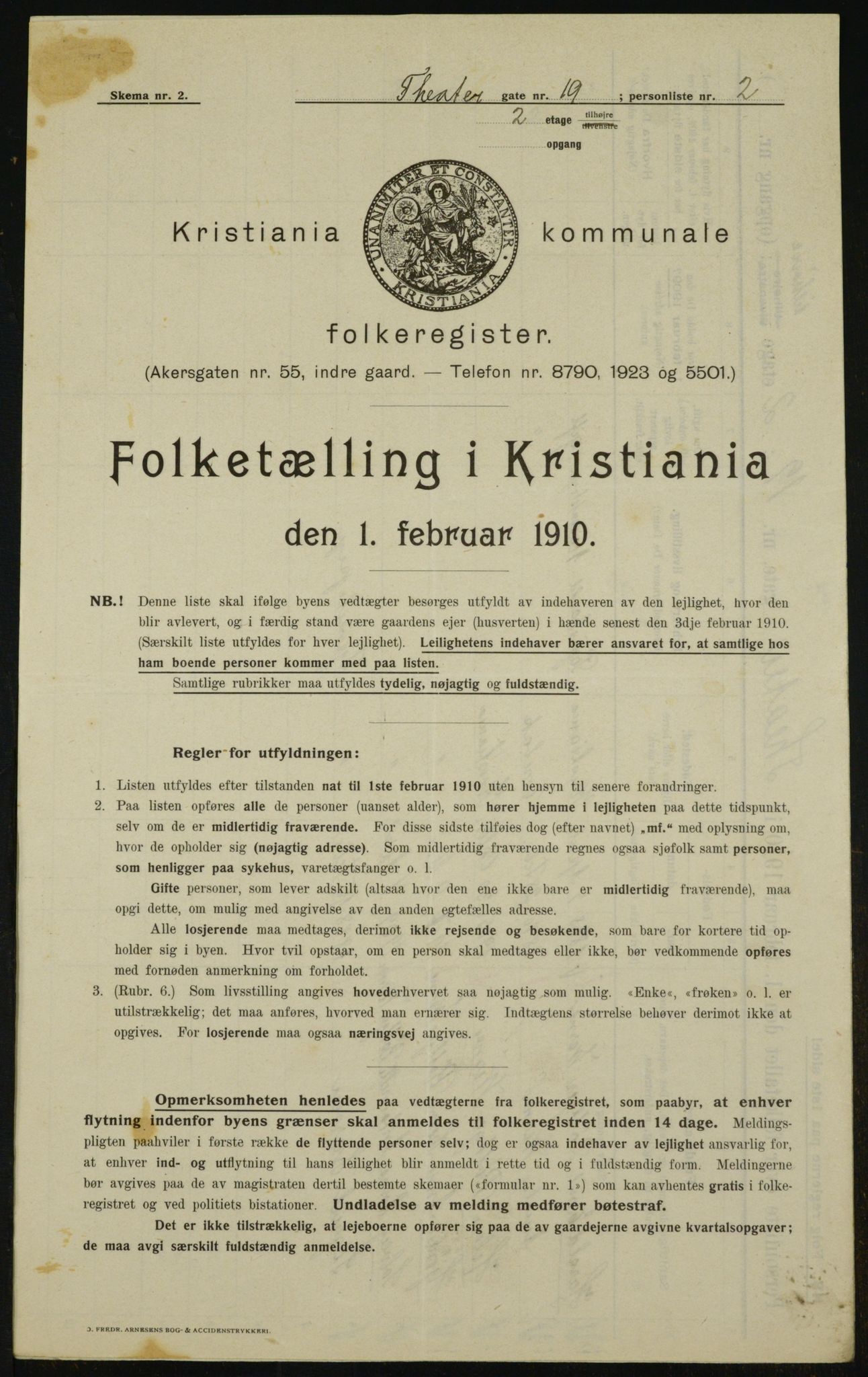 OBA, Municipal Census 1910 for Kristiania, 1910, p. 101909