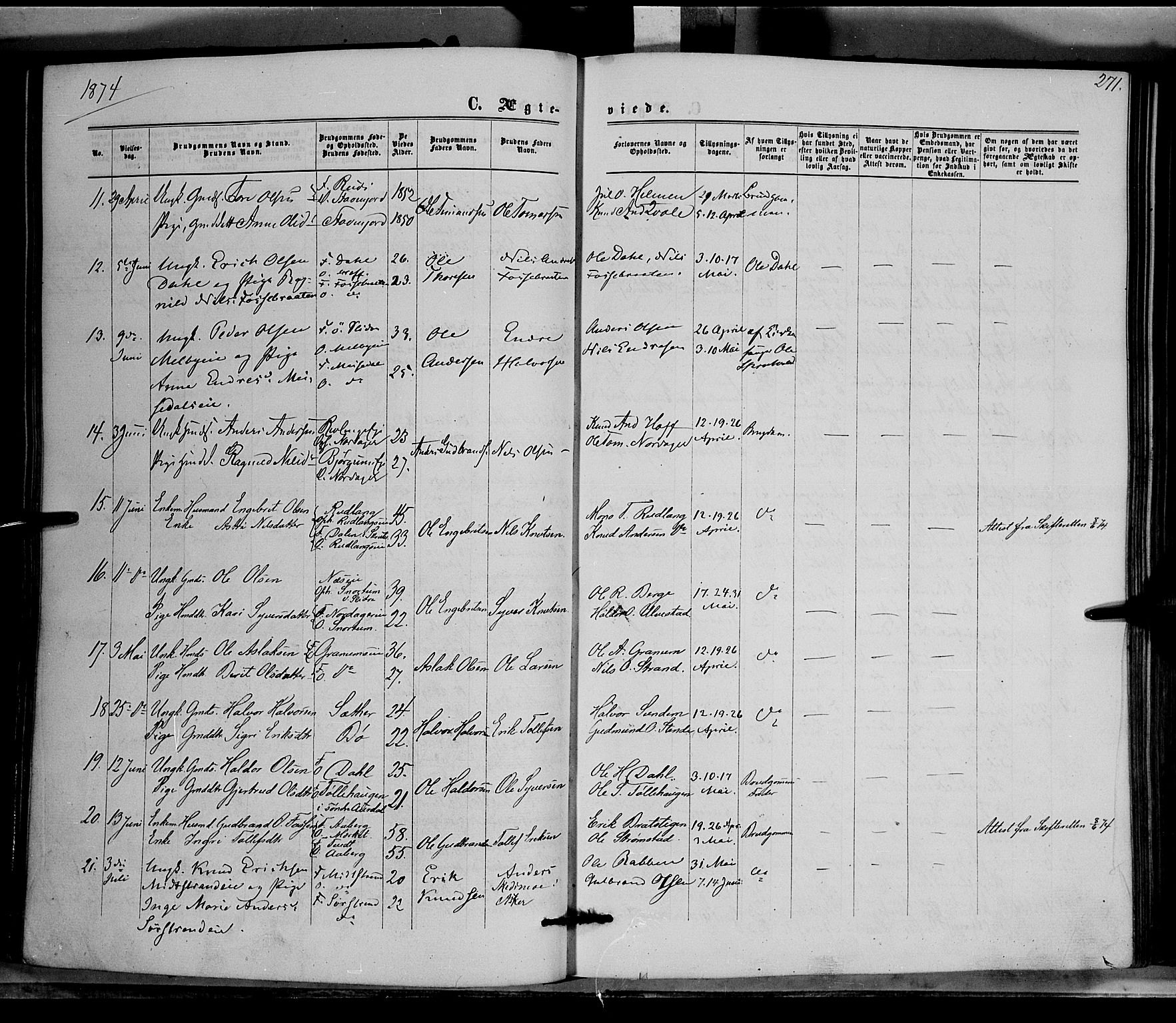 Nord-Aurdal prestekontor, SAH/PREST-132/H/Ha/Haa/L0008: Parish register (official) no. 8, 1863-1875, p. 271