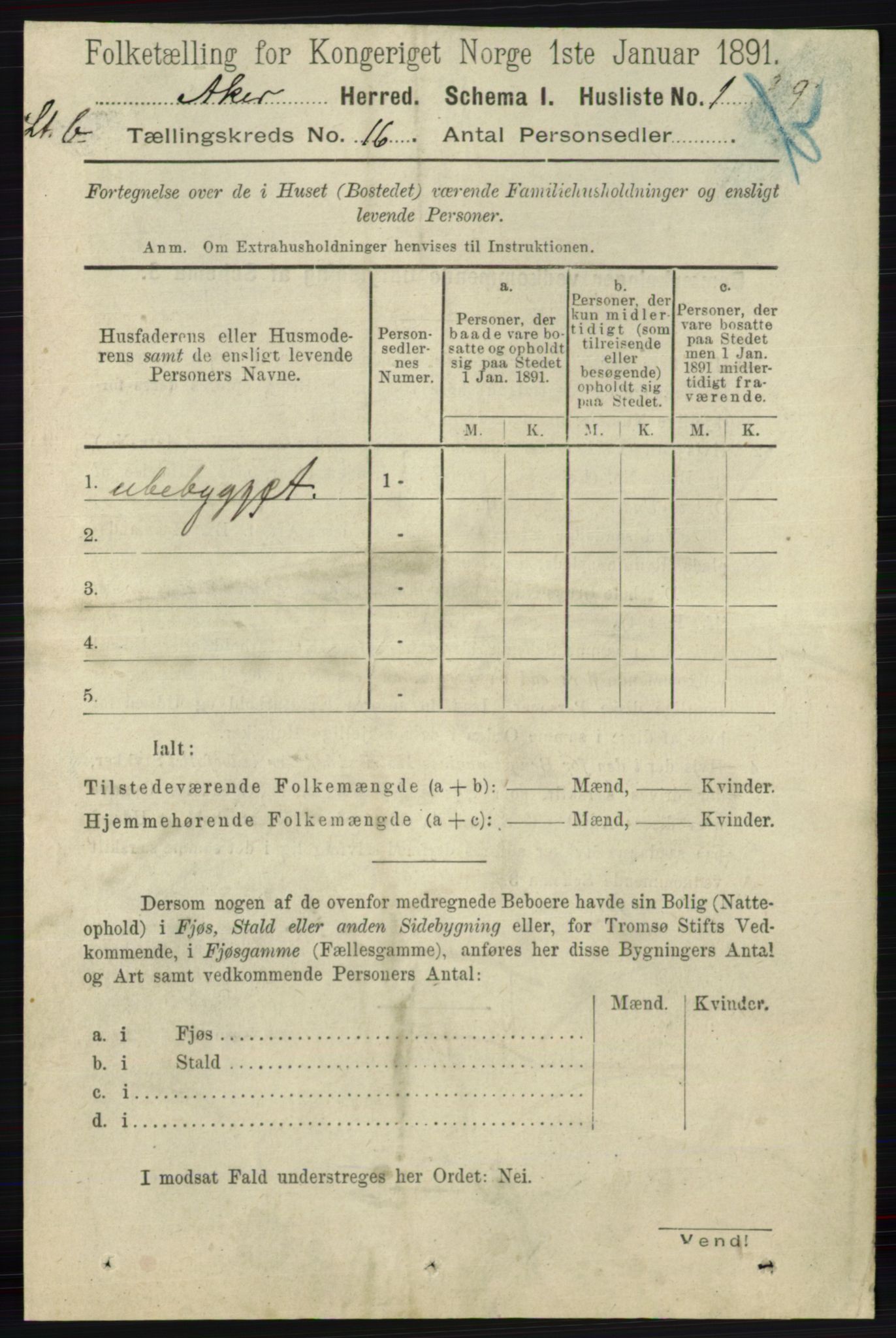 RA, 1891 census for 0218 Aker, 1891, p. 13923