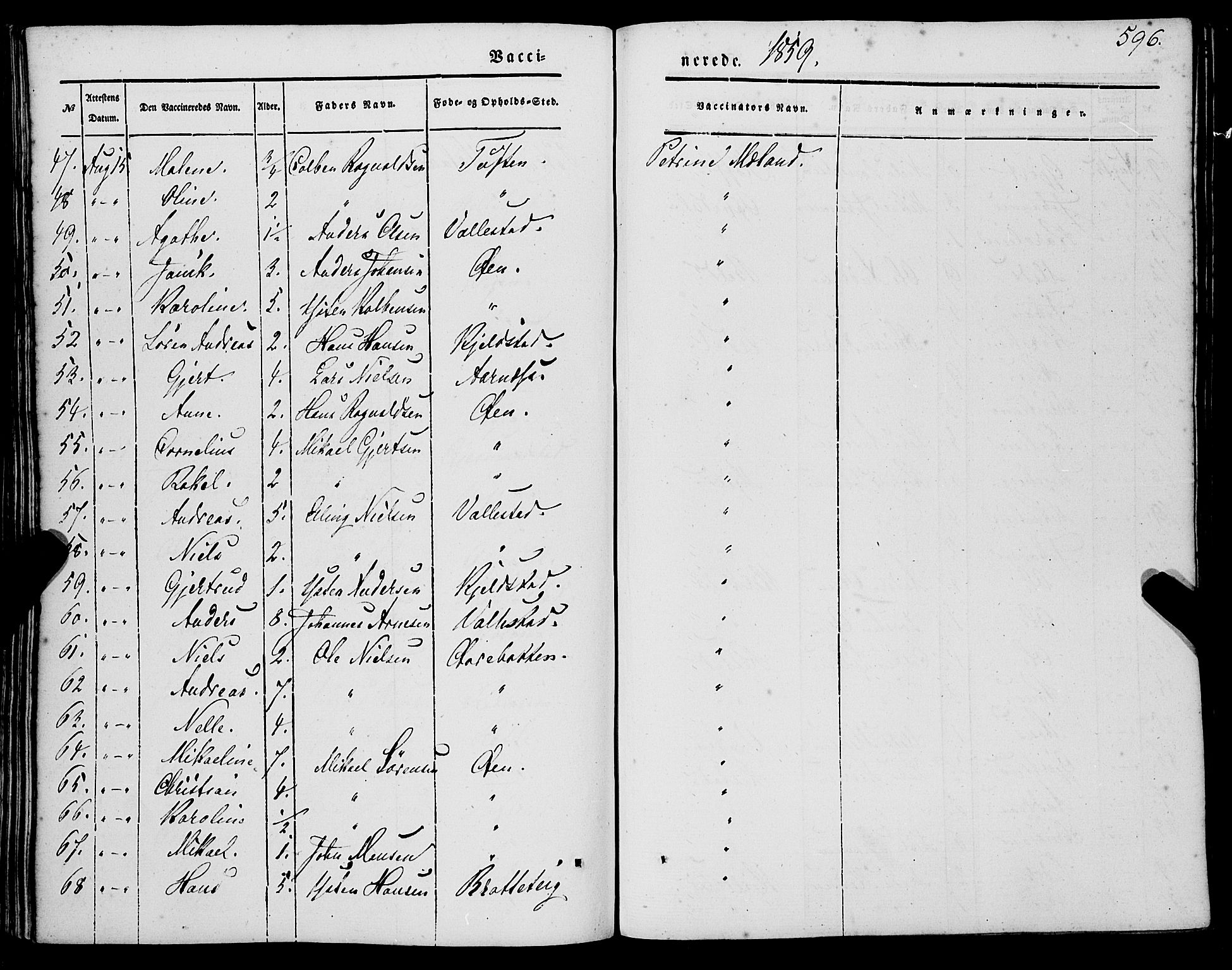 Gaular sokneprestembete, AV/SAB-A-80001/H/Haa: Parish register (official) no. A 4II, 1841-1859, p. 596