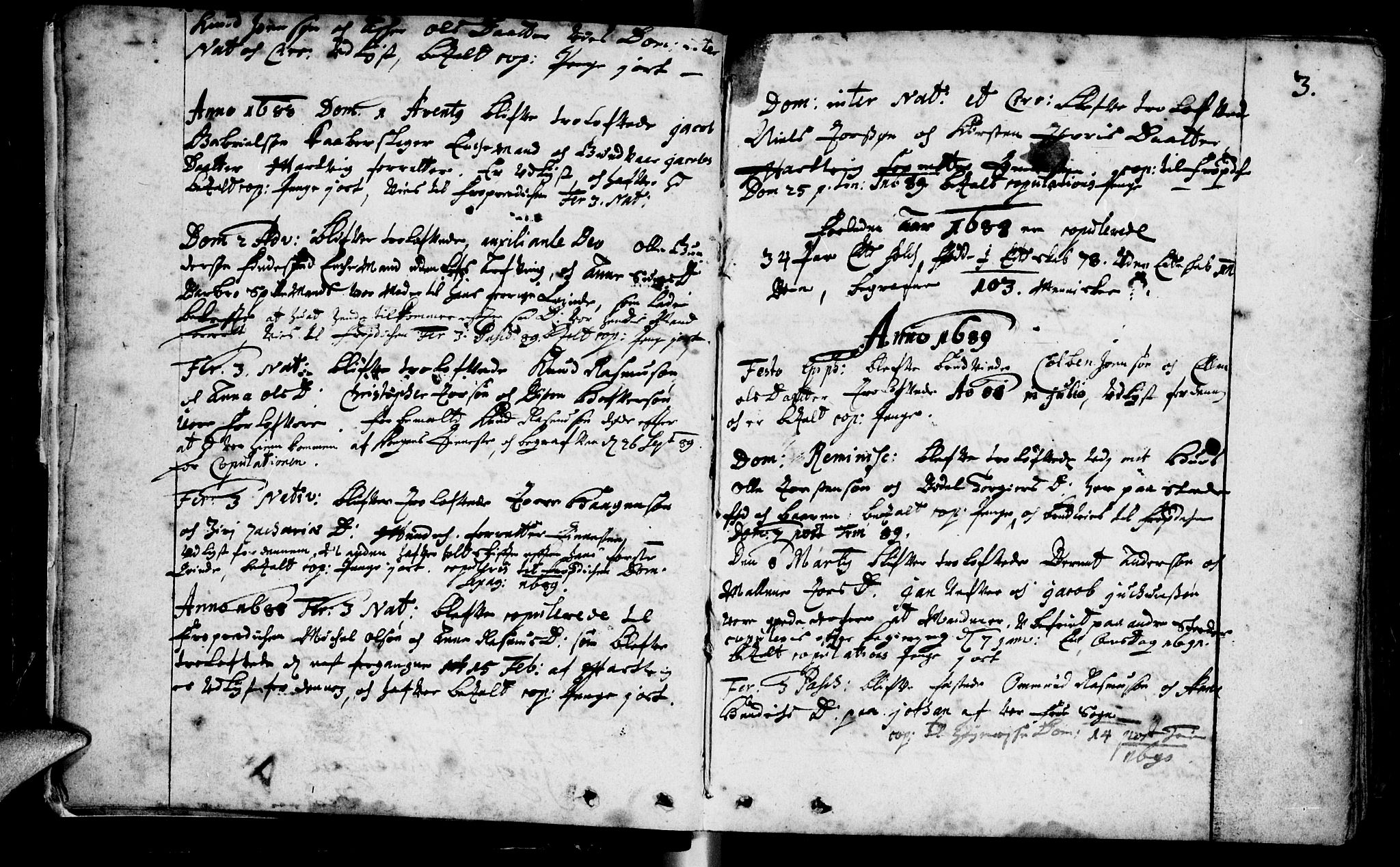 Domkirken sokneprestkontor, SAST/A-101812/001/30/30BA/L0001: Parish register (official) no. A 1 /1, 1688-1727, p. 3