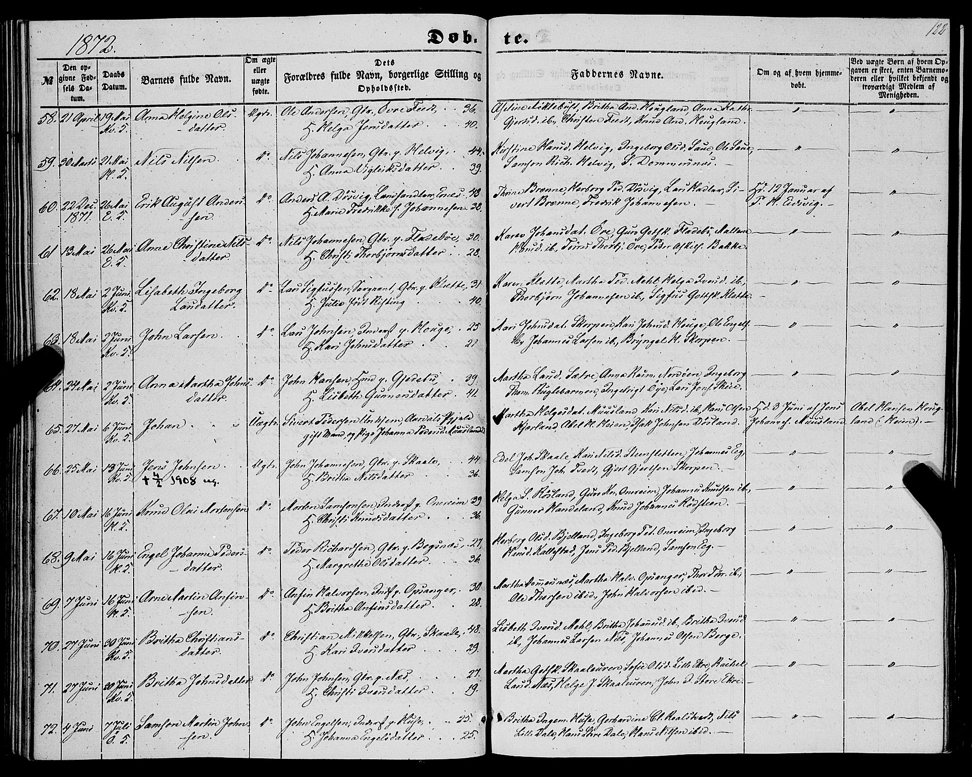 Kvinnherad sokneprestembete, SAB/A-76401/H/Haa: Parish register (official) no. A 8, 1854-1872, p. 122