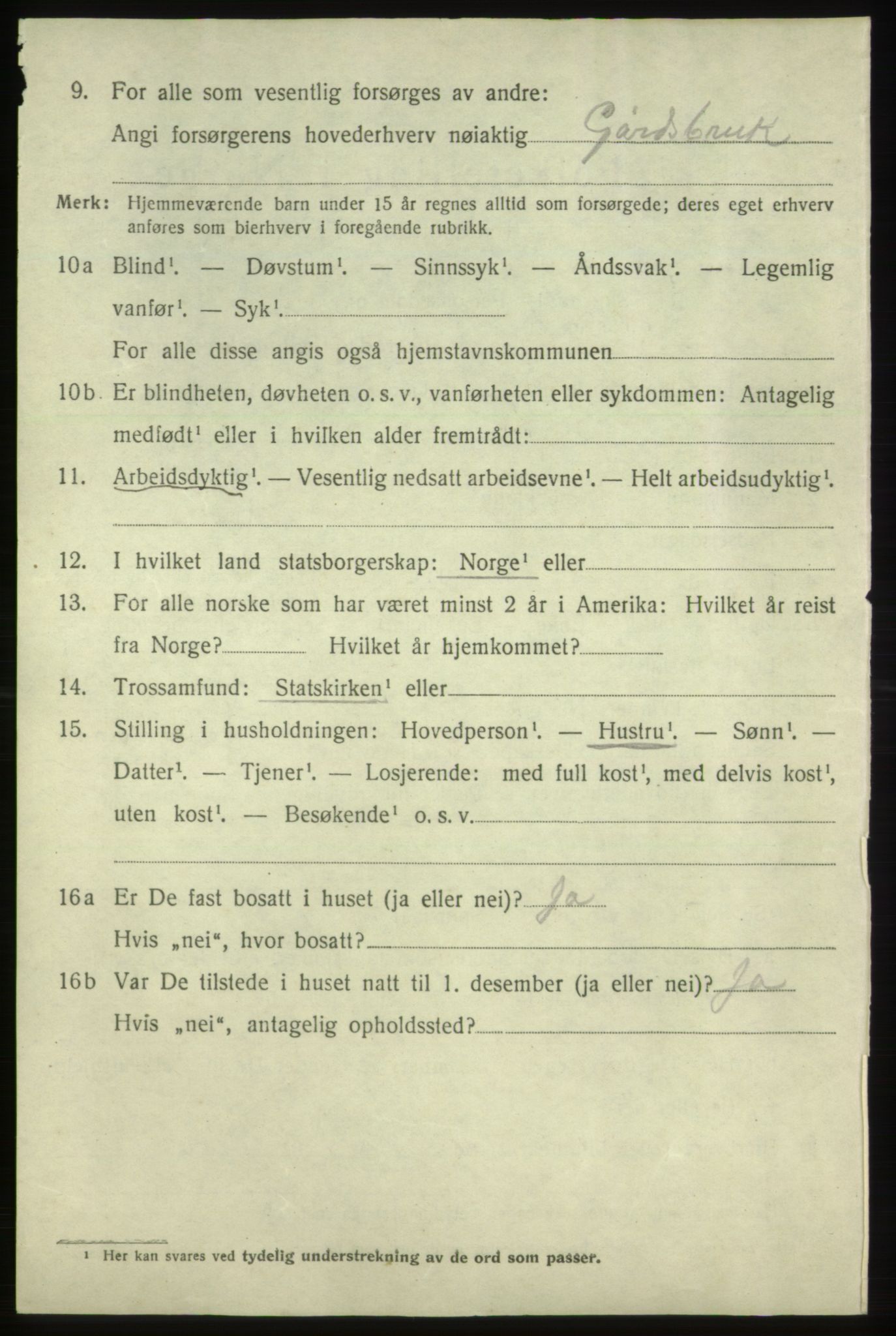 SAB, 1920 census for Fjelberg, 1920, p. 1266