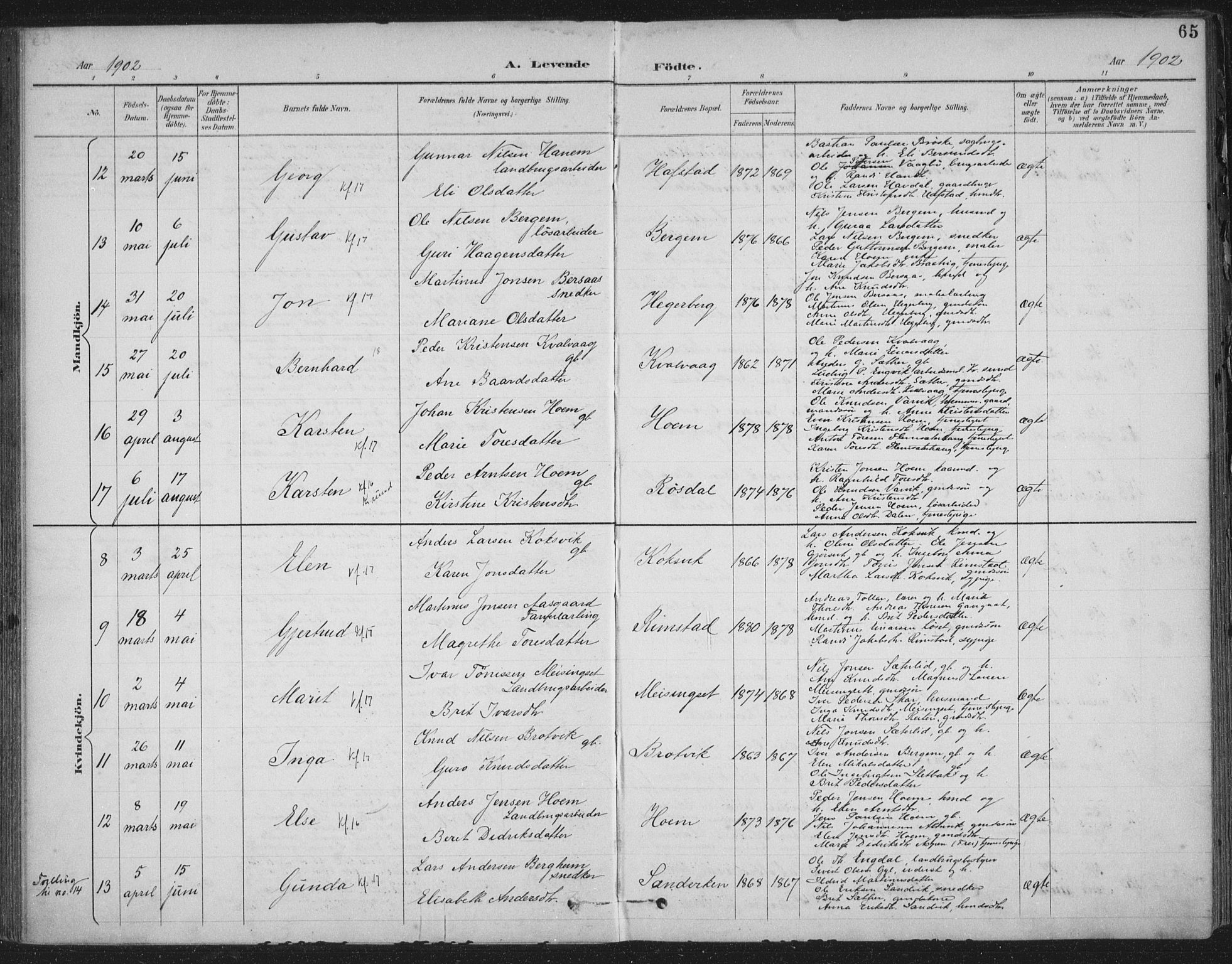 Ministerialprotokoller, klokkerbøker og fødselsregistre - Møre og Romsdal, AV/SAT-A-1454/586/L0988: Parish register (official) no. 586A14, 1893-1905, p. 65