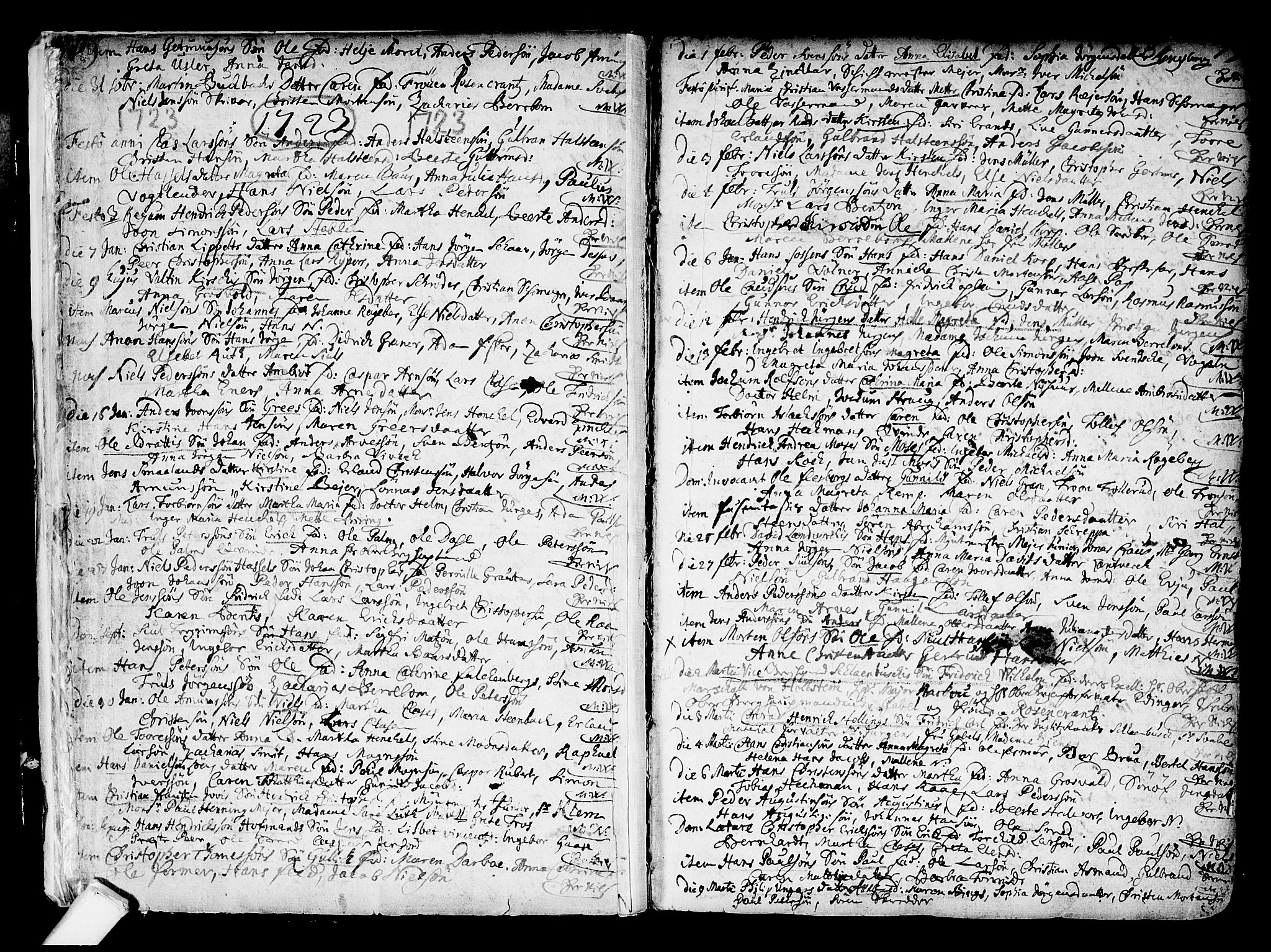 Kongsberg kirkebøker, SAKO/A-22/F/Fa/L0002: Parish register (official) no. I 2, 1721-1743, p. 18-19