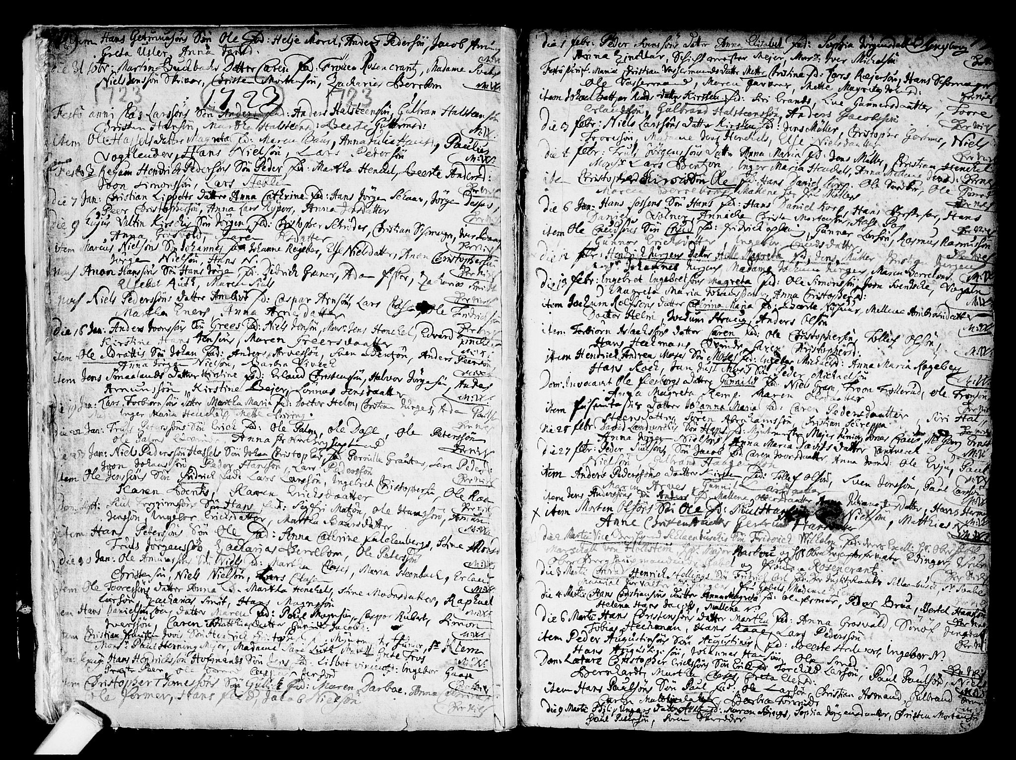 Kongsberg kirkebøker, AV/SAKO-A-22/F/Fa/L0002: Parish register (official) no. I 2, 1721-1743, p. 18-19