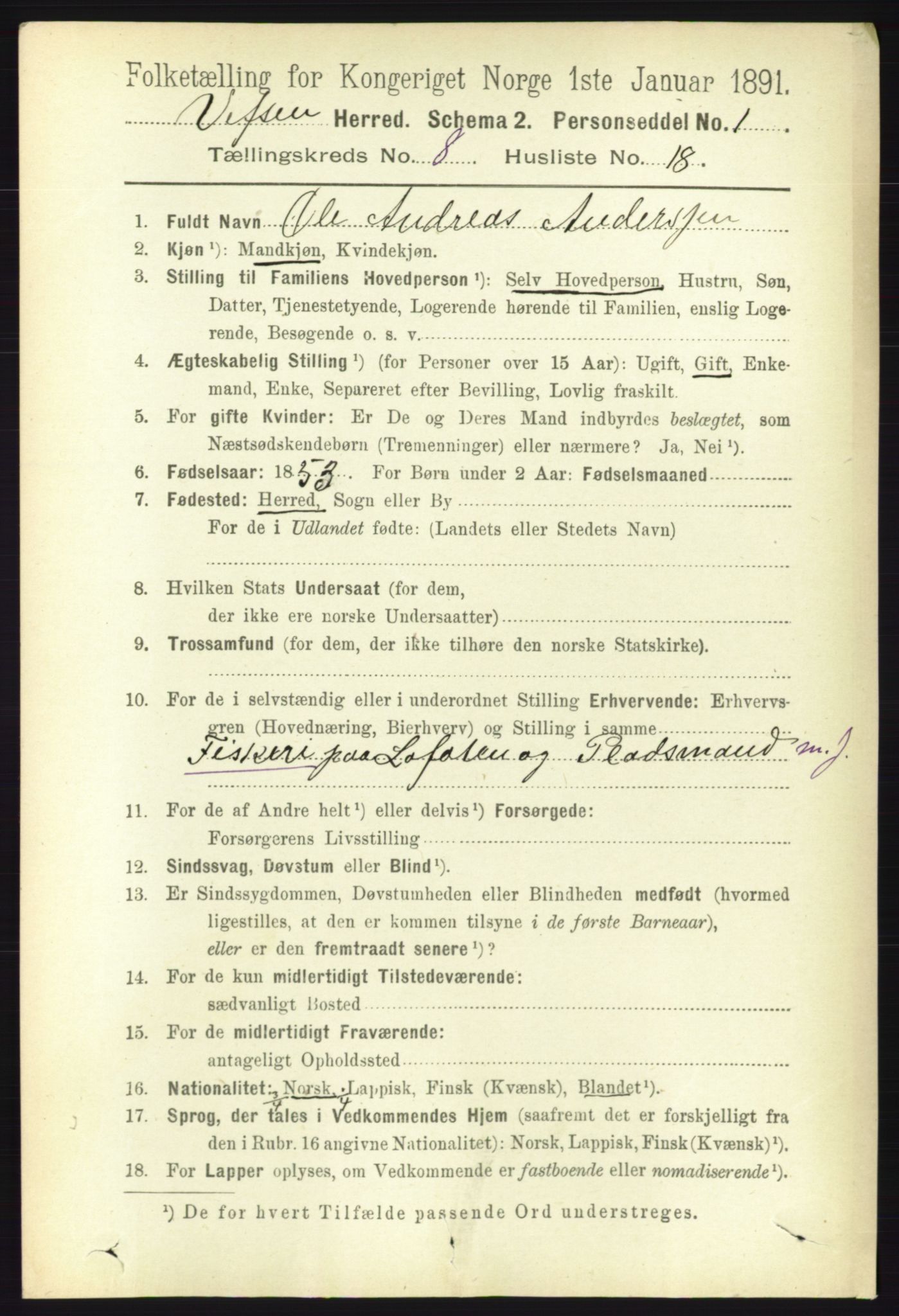 RA, 1891 census for 1824 Vefsn, 1891, p. 4349