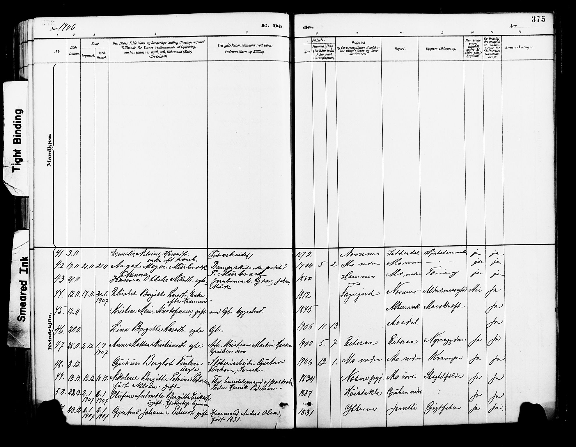 Ministerialprotokoller, klokkerbøker og fødselsregistre - Nordland, AV/SAT-A-1459/827/L0421: Parish register (copy) no. 827C10, 1887-1906, p. 375