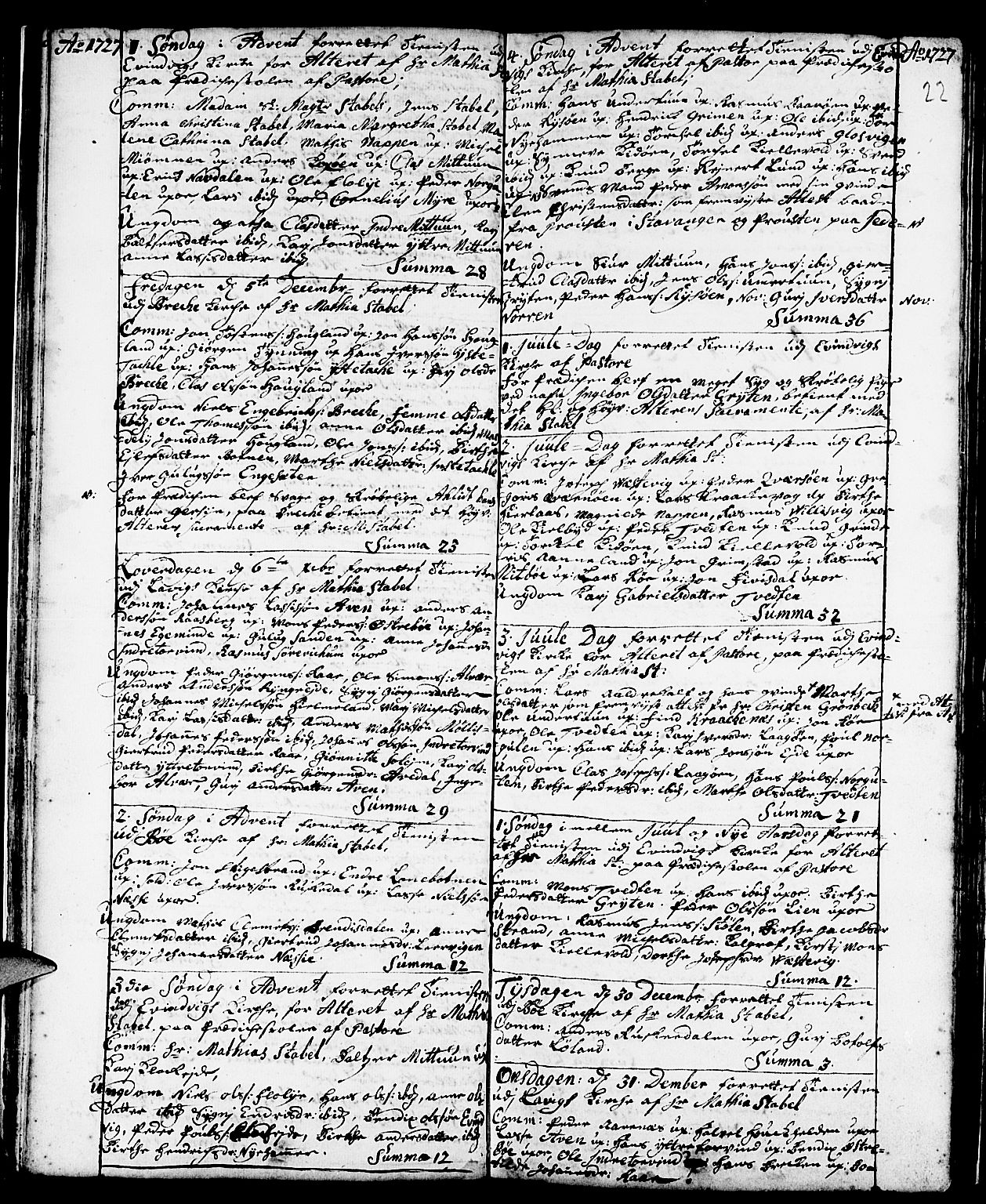 Gulen sokneprestembete, SAB/A-80201/H/Haa/Haaa/L0001: Parish register (official) no. A 1, 1680-1735, p. 22