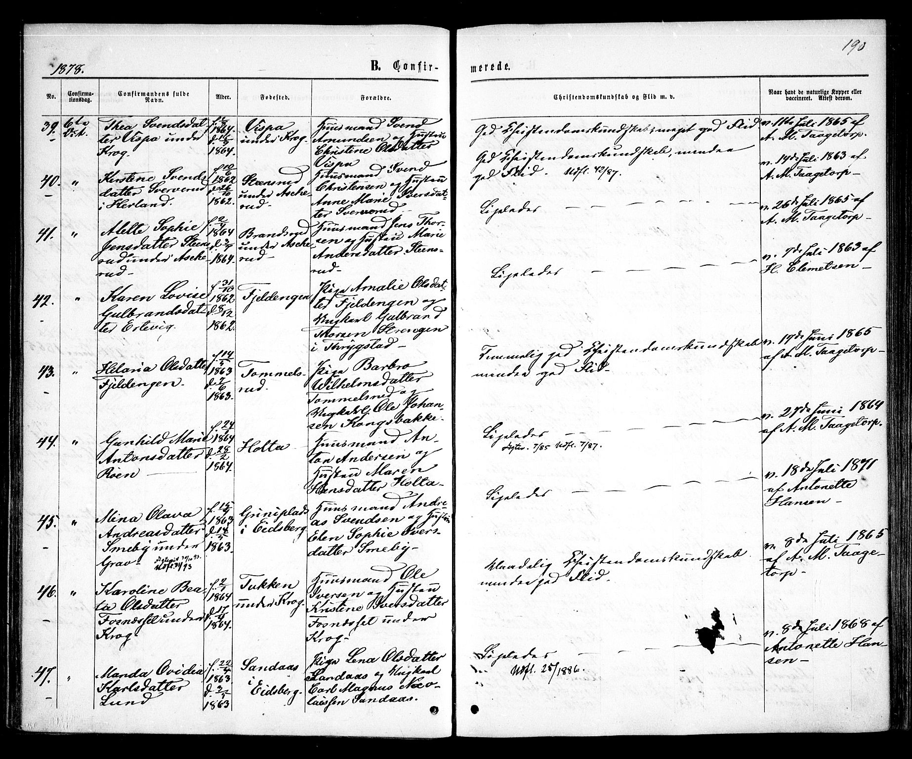 Rødenes prestekontor Kirkebøker, AV/SAO-A-2005/F/Fa/L0008: Parish register (official) no. I 8, 1869-1879, p. 190