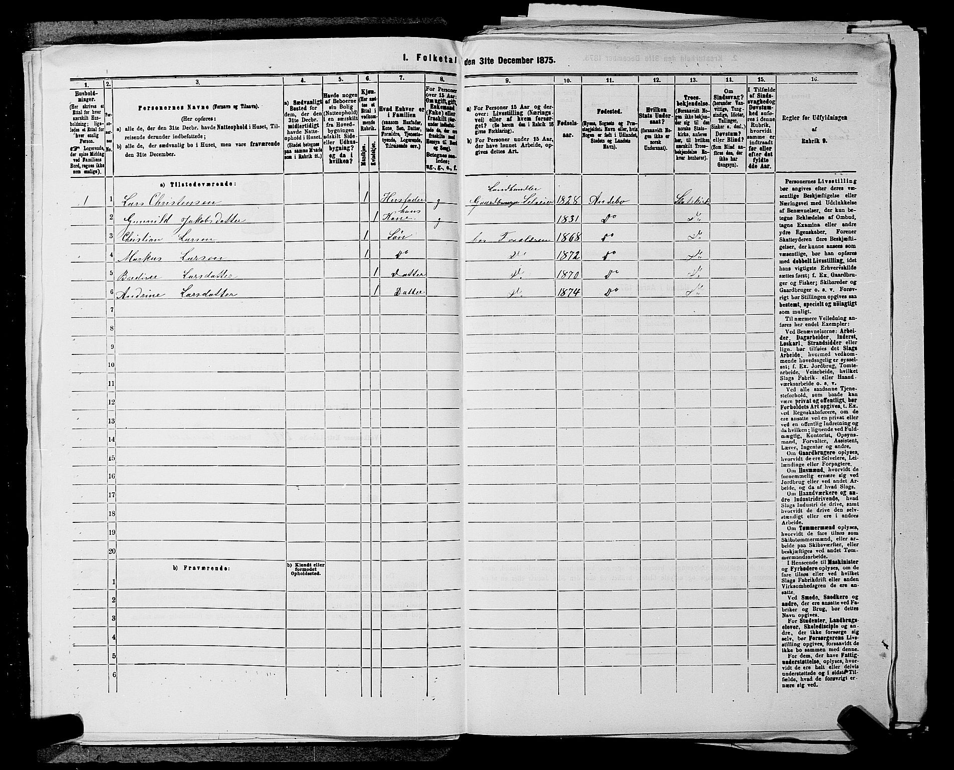 SAKO, 1875 census for 0719P Andebu, 1875, p. 448