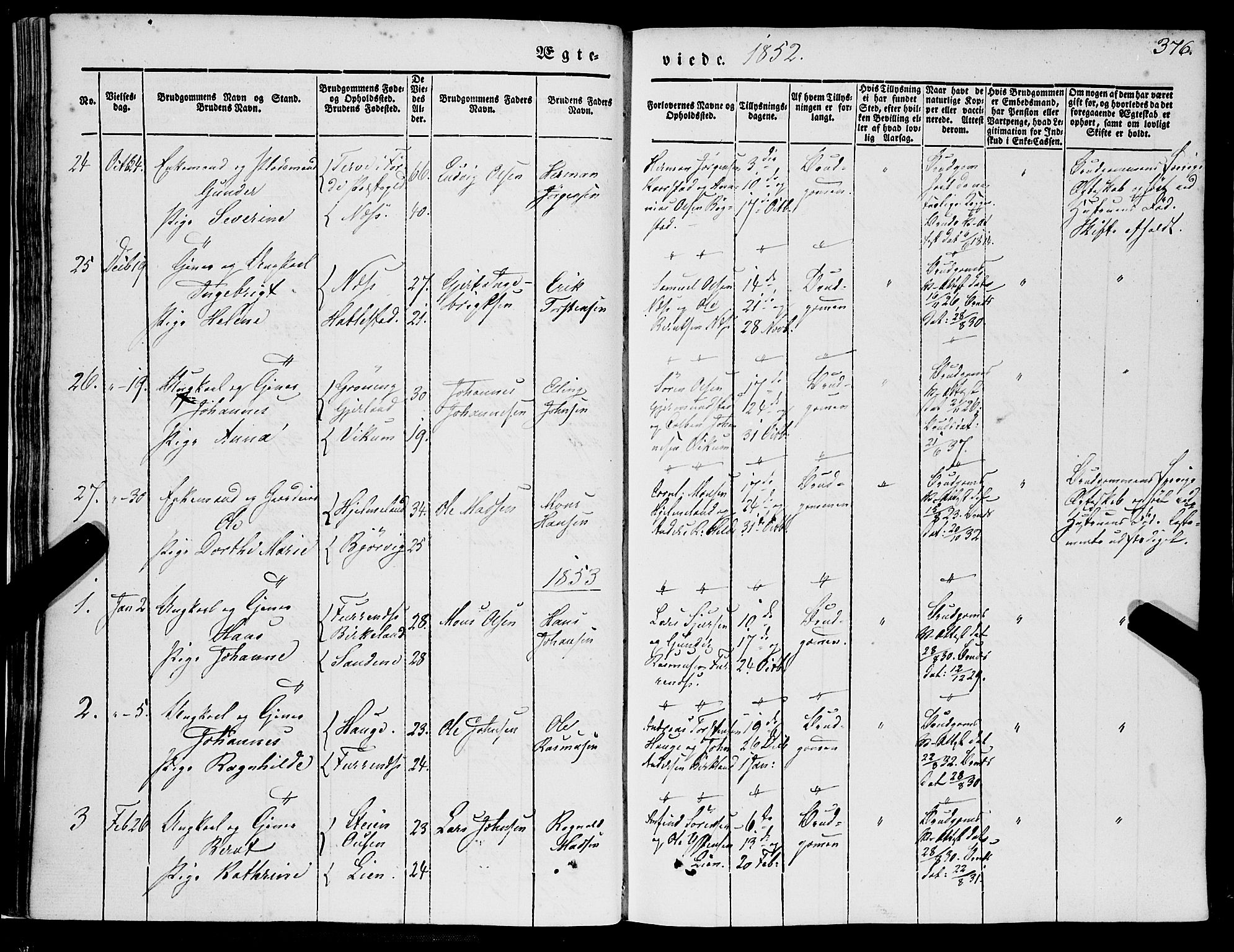 Gaular sokneprestembete, SAB/A-80001/H/Haa: Parish register (official) no. A 4II, 1841-1859, p. 376