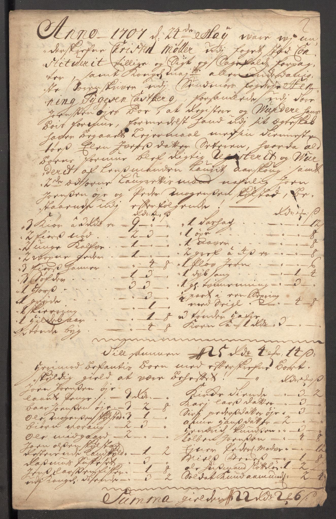 Rentekammeret inntil 1814, Reviderte regnskaper, Fogderegnskap, RA/EA-4092/R54/L3561: Fogderegnskap Sunnmøre, 1706-1707, p. 338