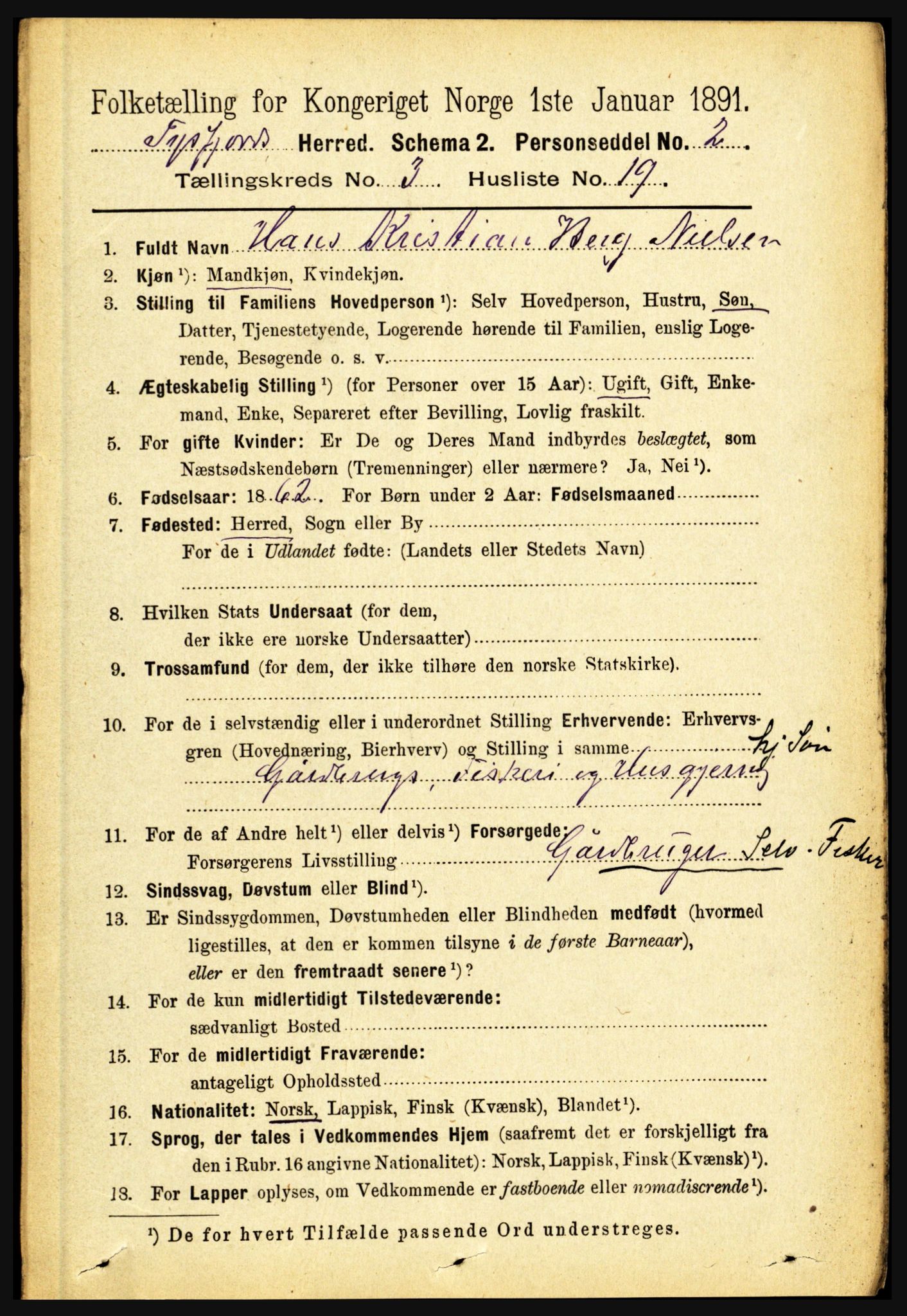 RA, 1891 census for 1850 Tysfjord, 1891, p. 1181