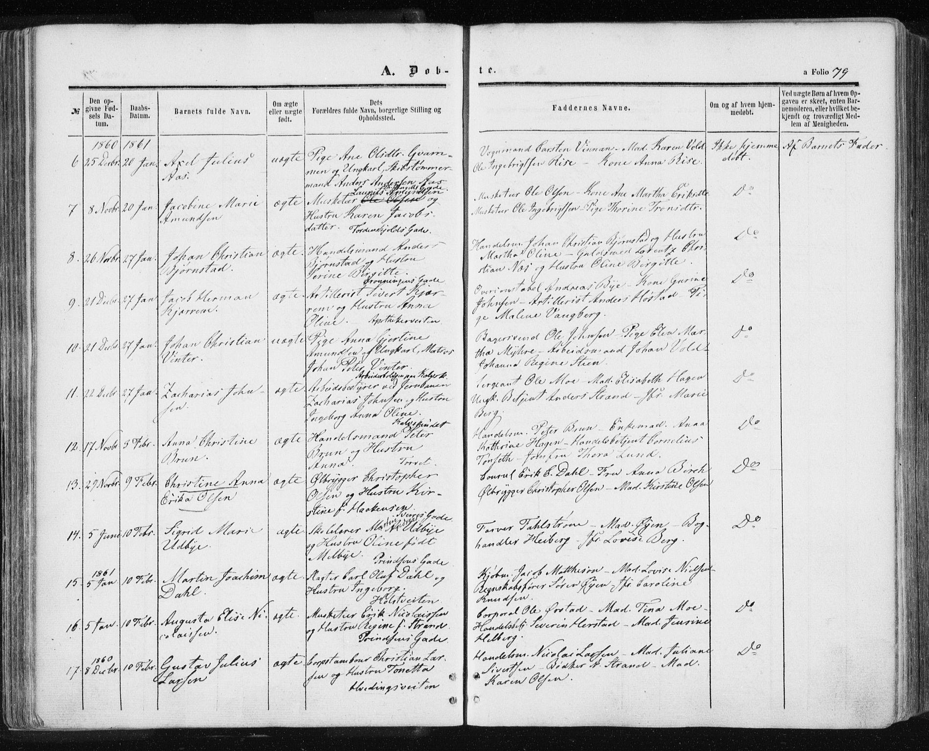Ministerialprotokoller, klokkerbøker og fødselsregistre - Sør-Trøndelag, SAT/A-1456/601/L0053: Parish register (official) no. 601A21, 1857-1865, p. 79