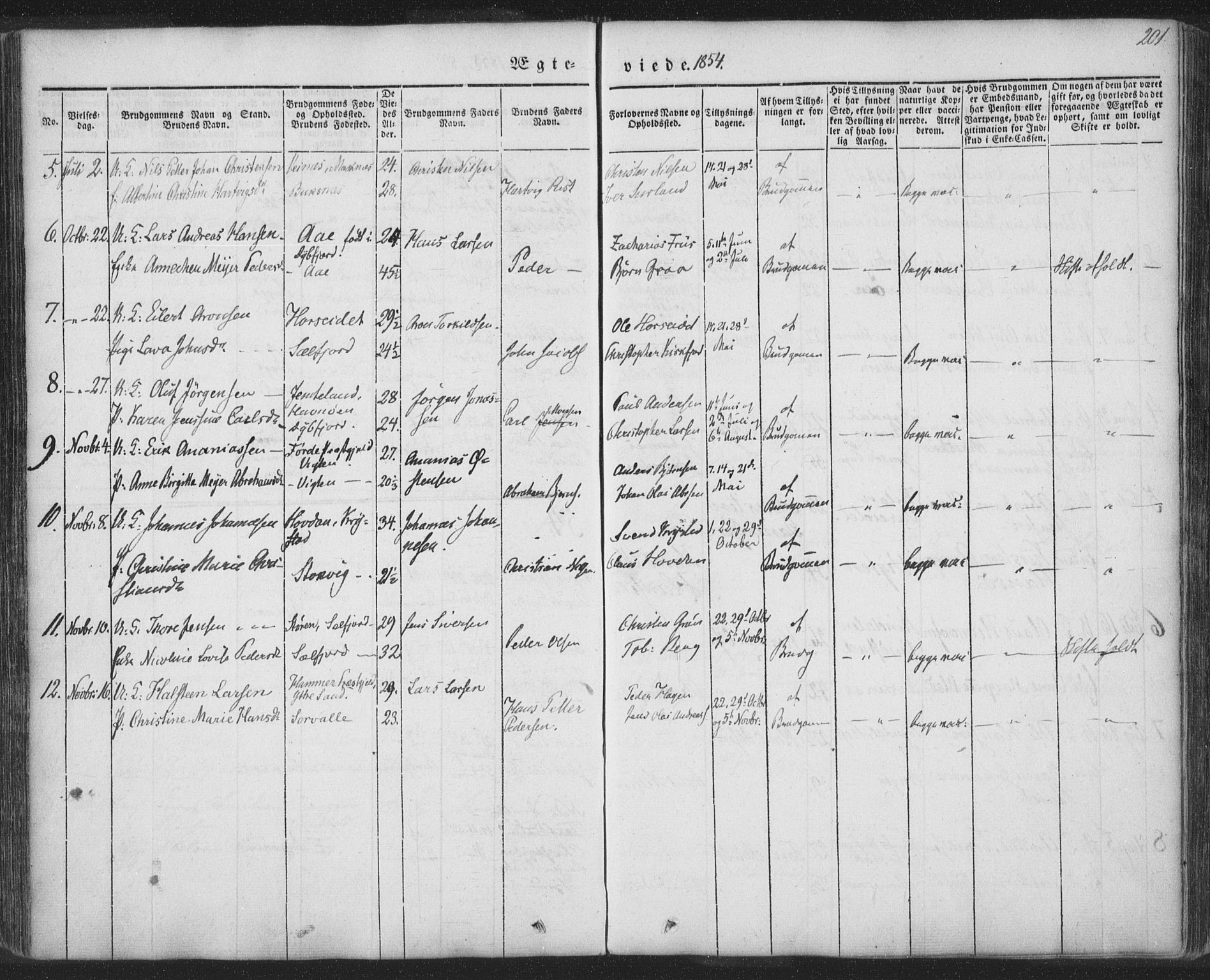 Ministerialprotokoller, klokkerbøker og fødselsregistre - Nordland, AV/SAT-A-1459/885/L1202: Parish register (official) no. 885A03, 1838-1859, p. 201