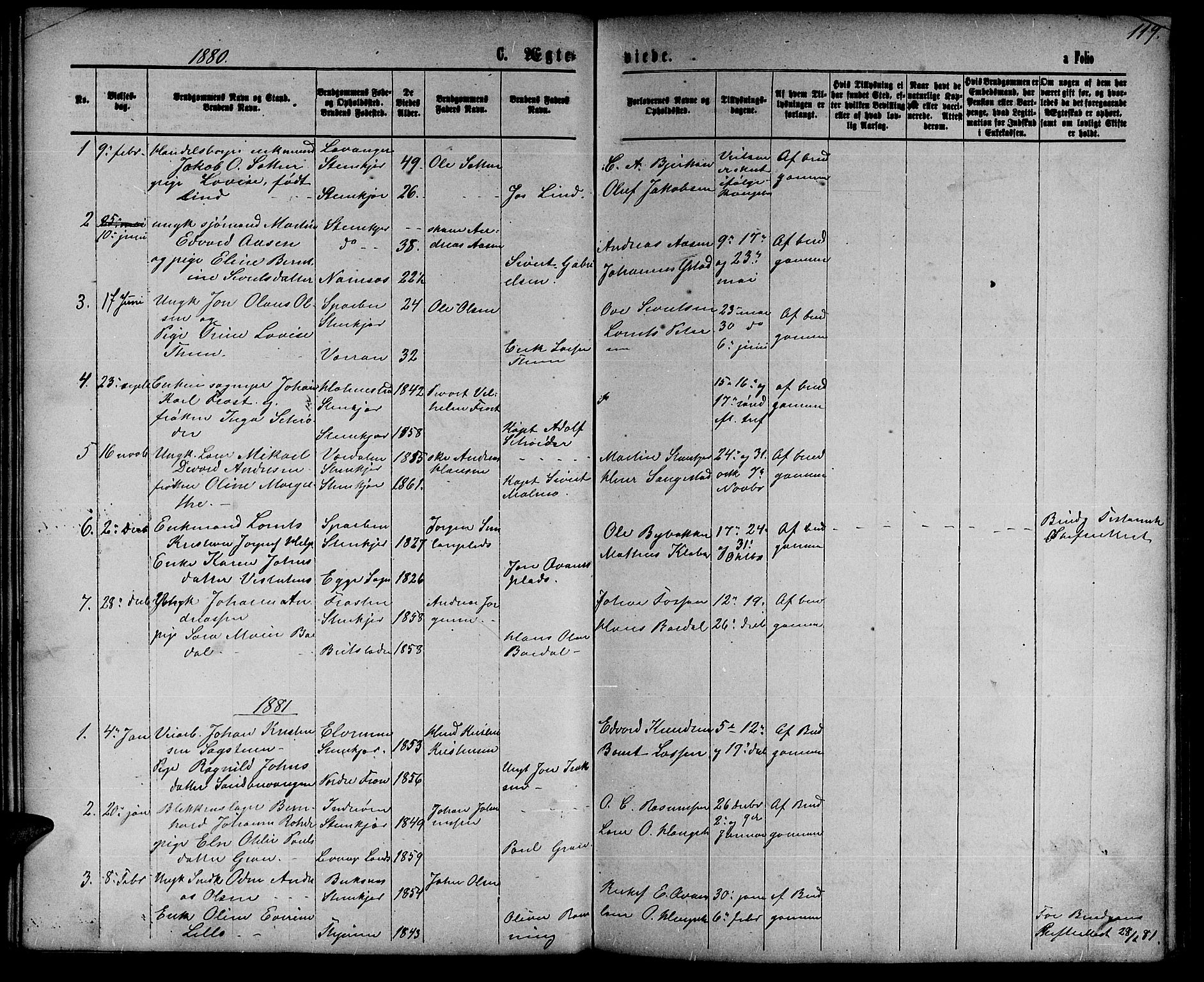 Ministerialprotokoller, klokkerbøker og fødselsregistre - Nord-Trøndelag, SAT/A-1458/739/L0373: Parish register (copy) no. 739C01, 1865-1882, p. 119