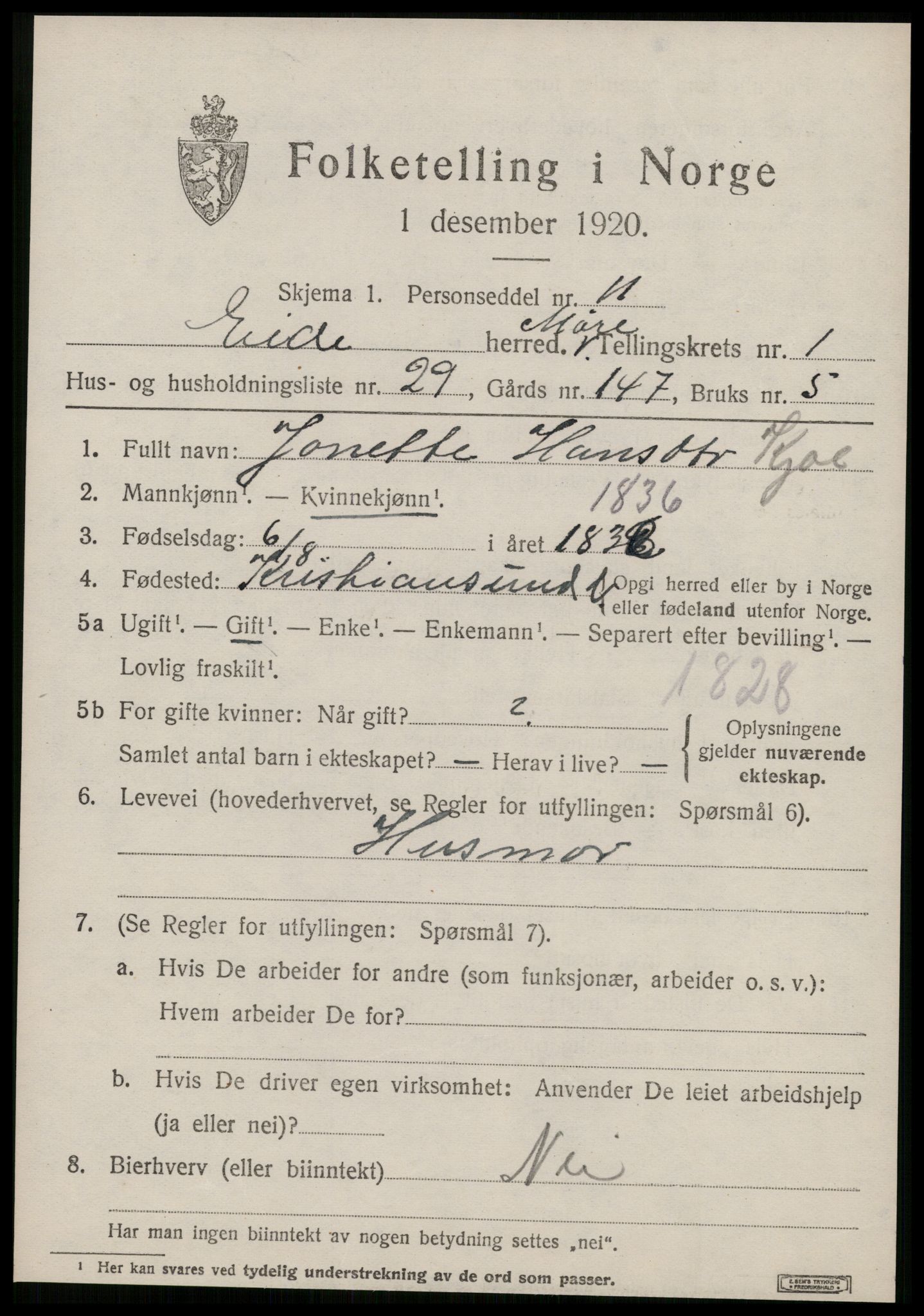 SAT, 1920 census for Eid (MR), 1920, p. 980