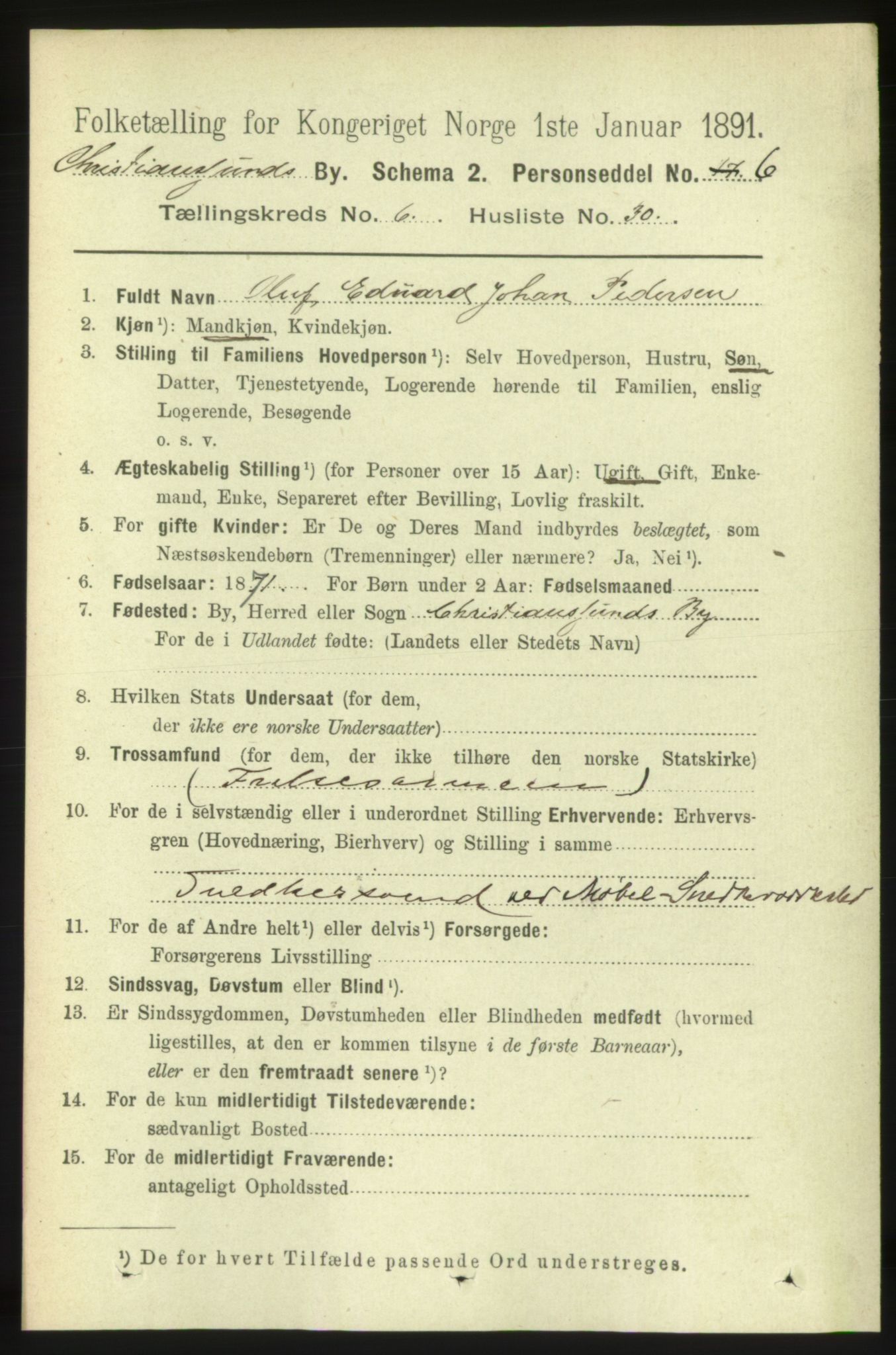 RA, 1891 census for 1503 Kristiansund, 1891, p. 5371