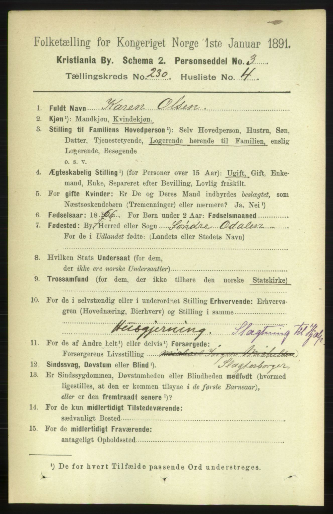 RA, 1891 census for 0301 Kristiania, 1891, p. 142319