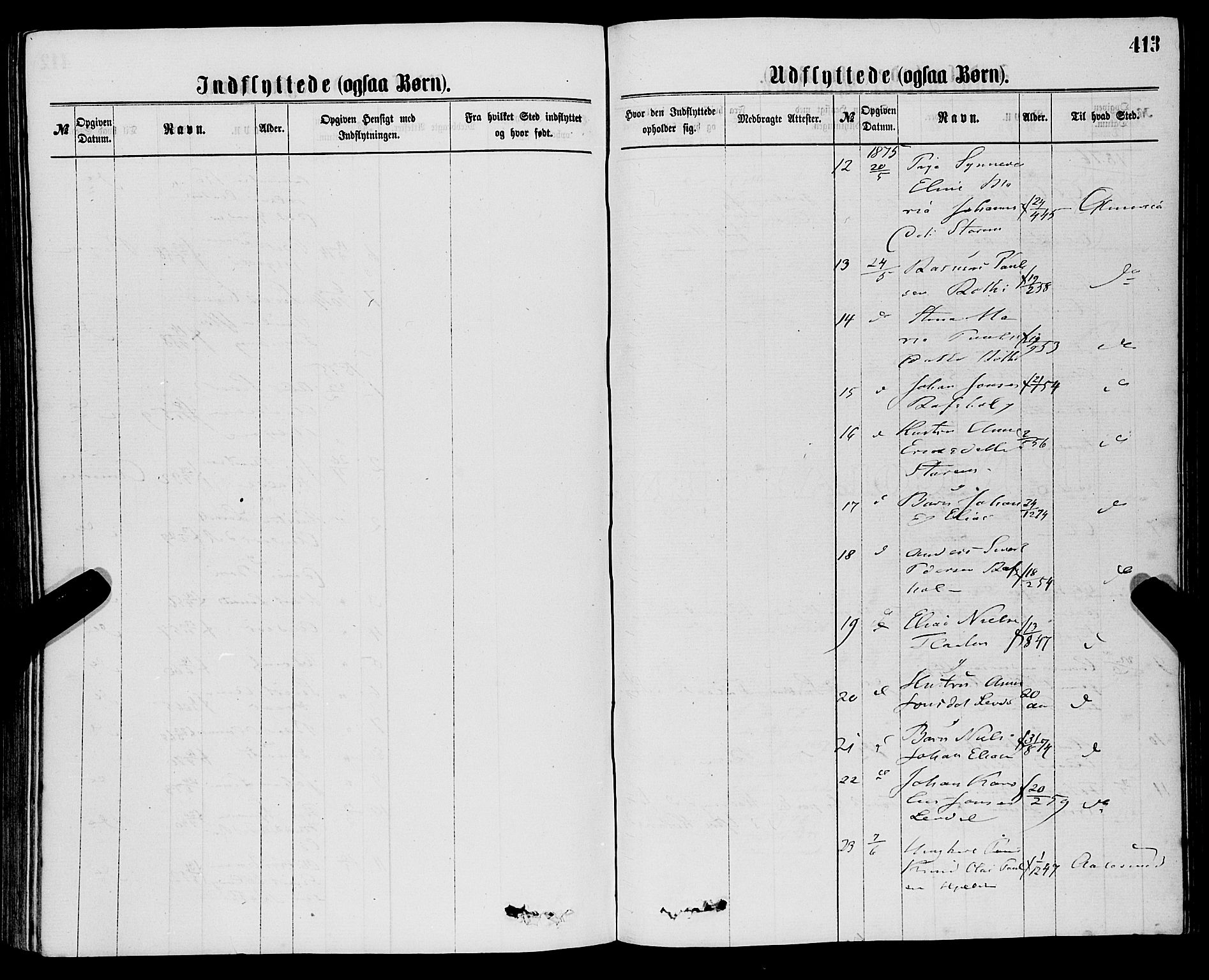 Eid sokneprestembete, SAB/A-82301/H/Haa/Haaa/L0010: Parish register (official) no. A 10, 1867-1878, p. 413