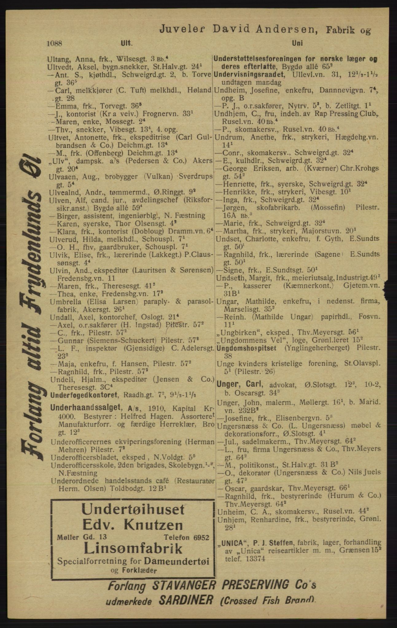 Kristiania/Oslo adressebok, PUBL/-, 1913, p. 1100