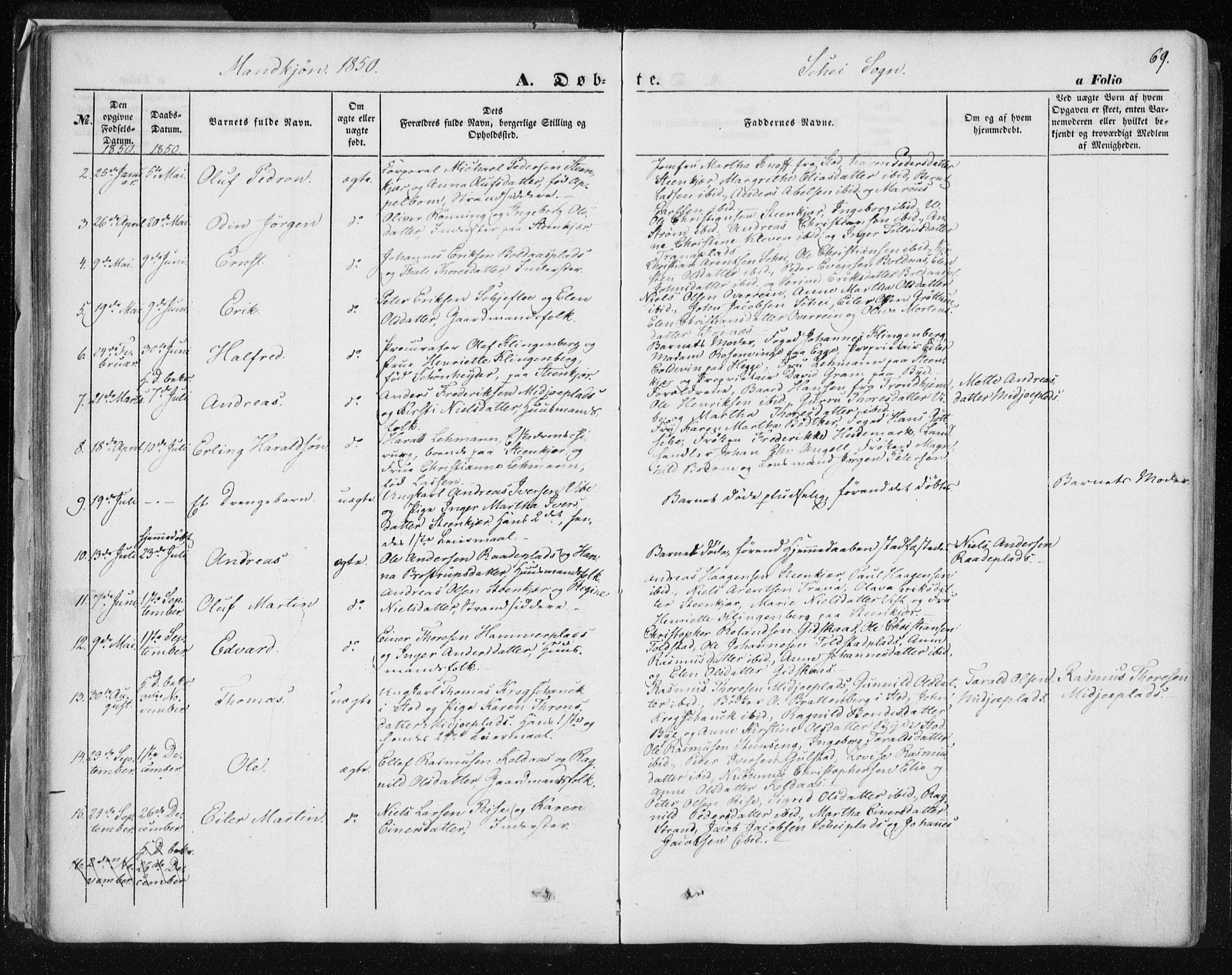 Ministerialprotokoller, klokkerbøker og fødselsregistre - Nord-Trøndelag, SAT/A-1458/735/L0342: Parish register (official) no. 735A07 /2, 1849-1862, p. 69